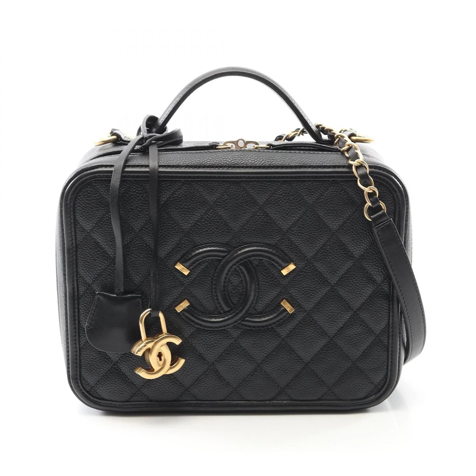 Chanel CC Filigree Matelasse Vanity Shoulder Bag Black Leather  ref.2320818