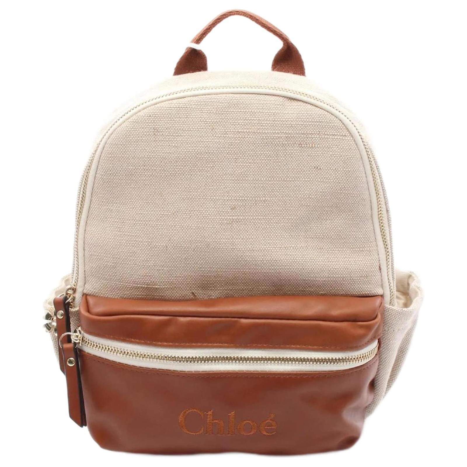 Chloé Canvas and Leather Backpack Brown Cream Cloth  ref.2320797