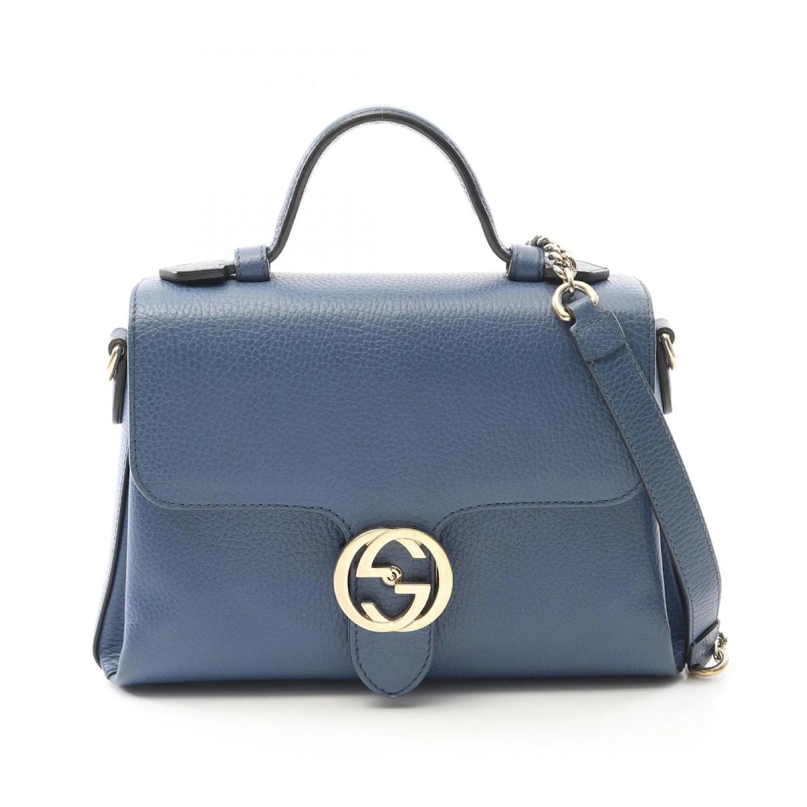 Gucci Interlocking G Handbag Blue Leather  ref.2320801