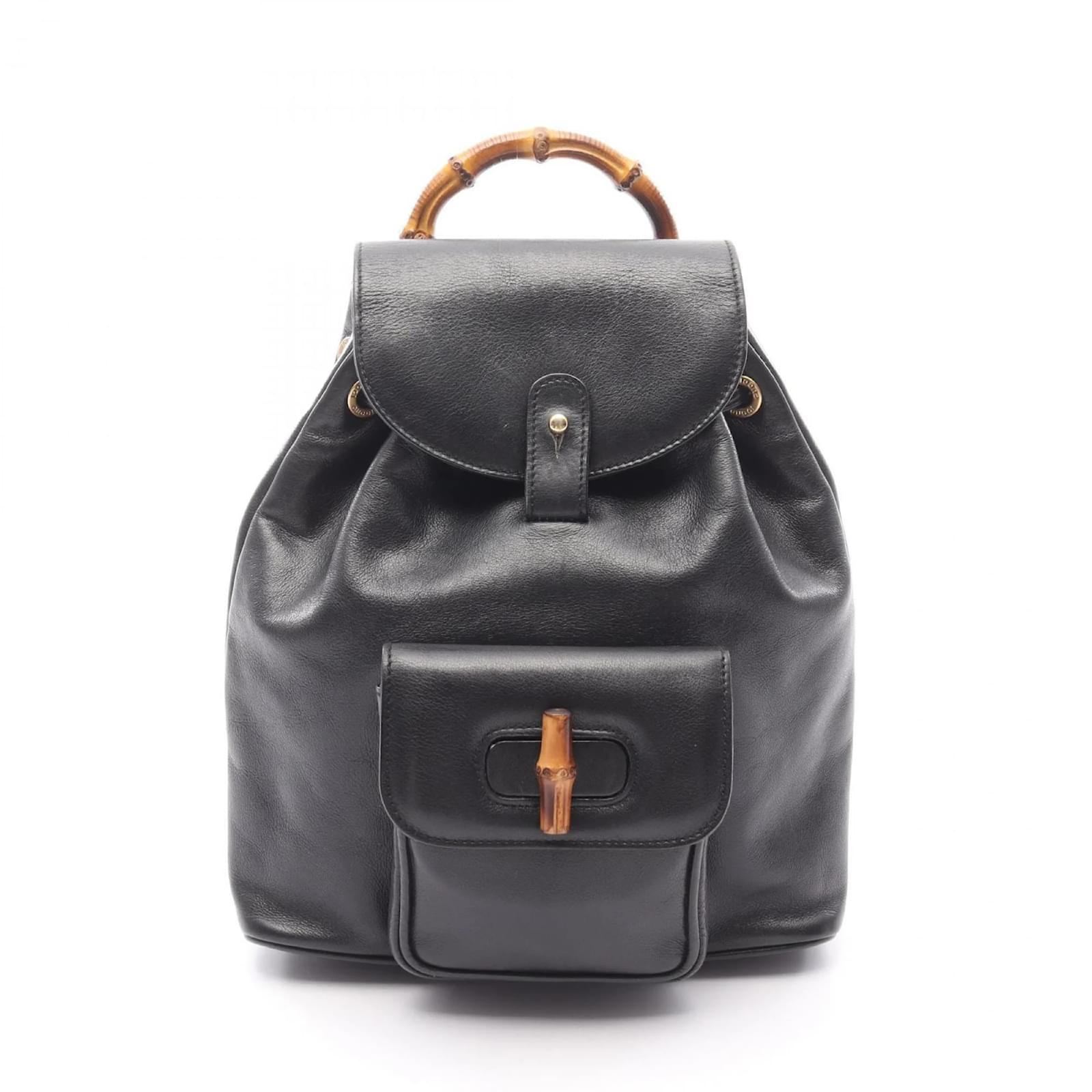 Gucci Bamboo Backpack in Black Leather  ref.2320793