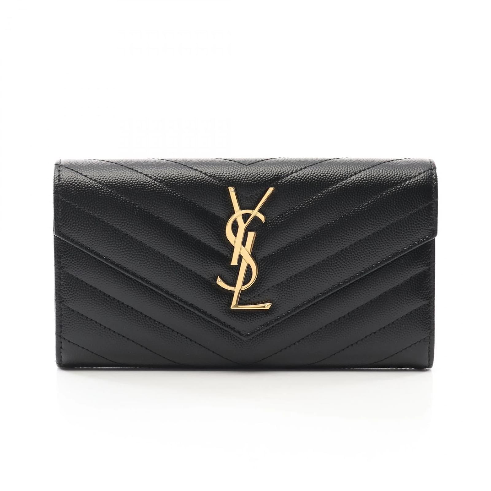 Saint Laurent Monogram Bi-fold Long Wallet Black Leather  ref.2320783