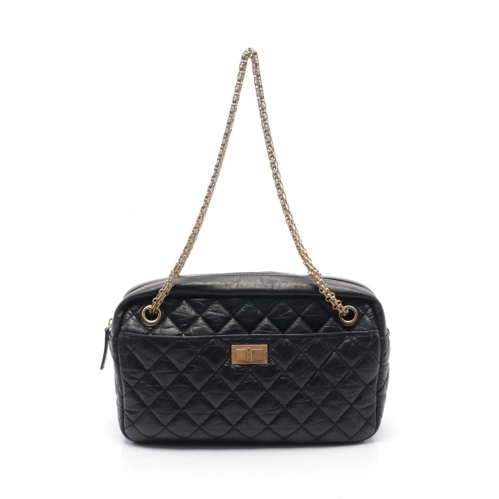 Chanel 2.55 Matelasse Shoulder Bag Black Leather  ref.2320741