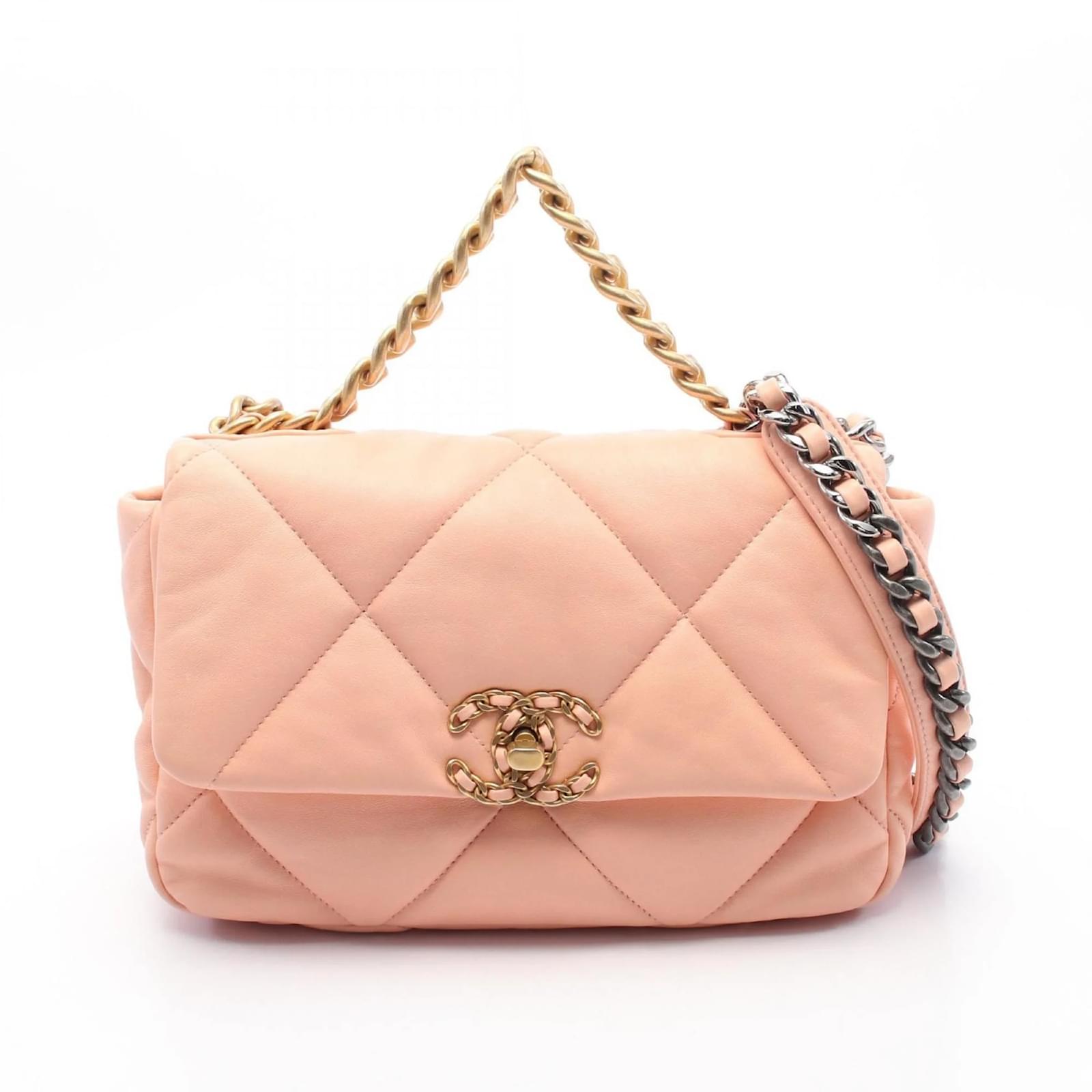 Chanel 19 Disneuf Matelasse Shoulder Bag Pink Leather  ref.2320739