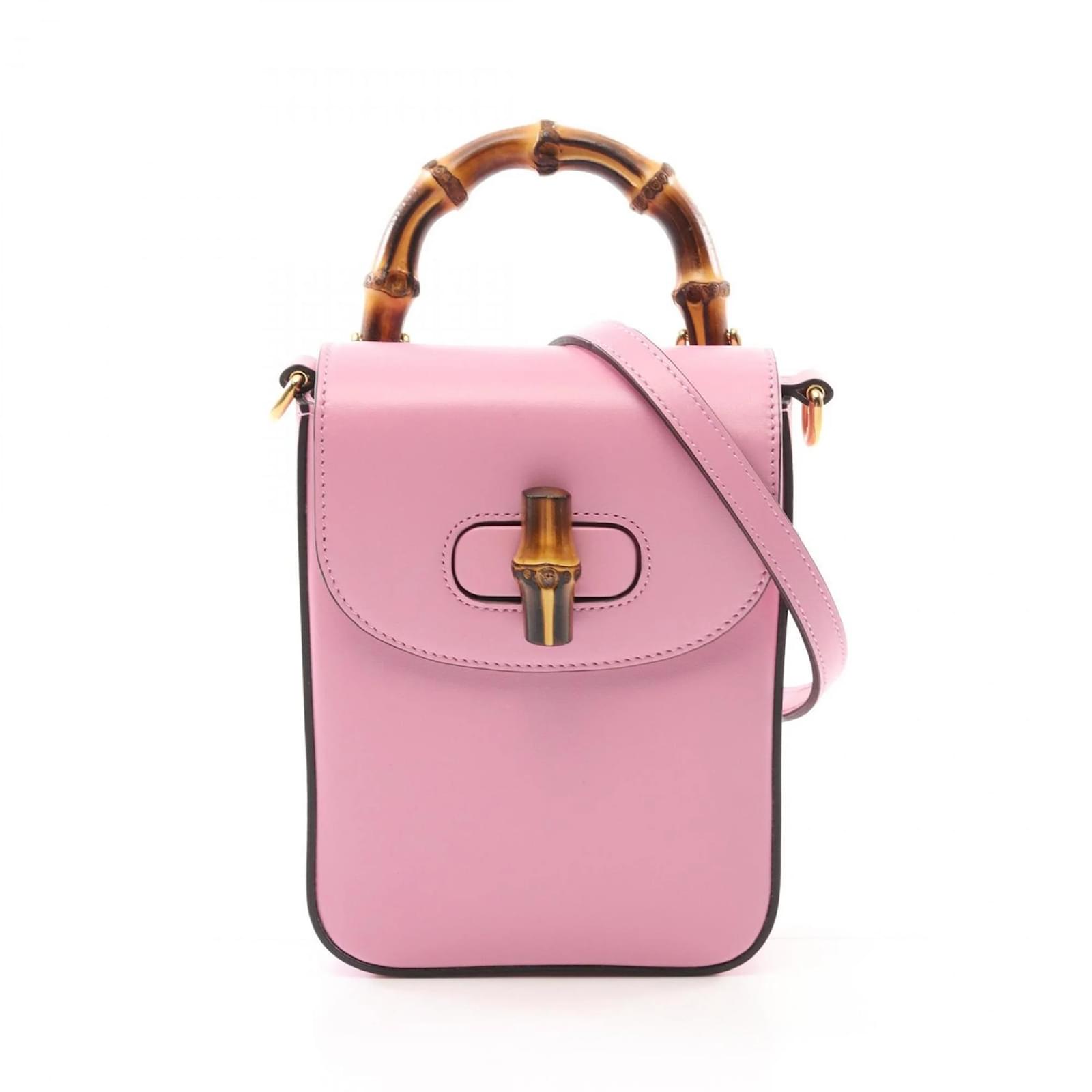 Gucci Bamboo Handbag in Pink Leather  ref.2320689