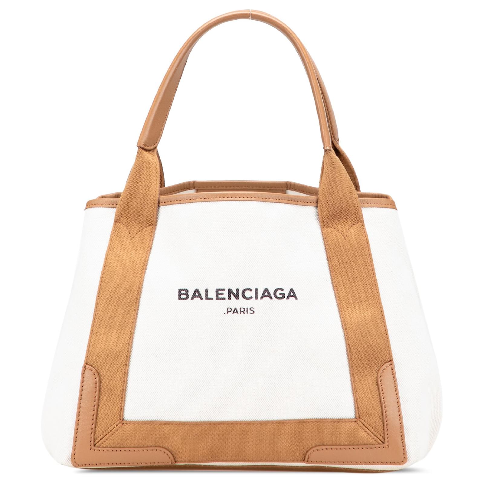 Balenciaga White Canvas Navy Cabas S Tote Eggshell Cloth Cloth  ref.2320638
