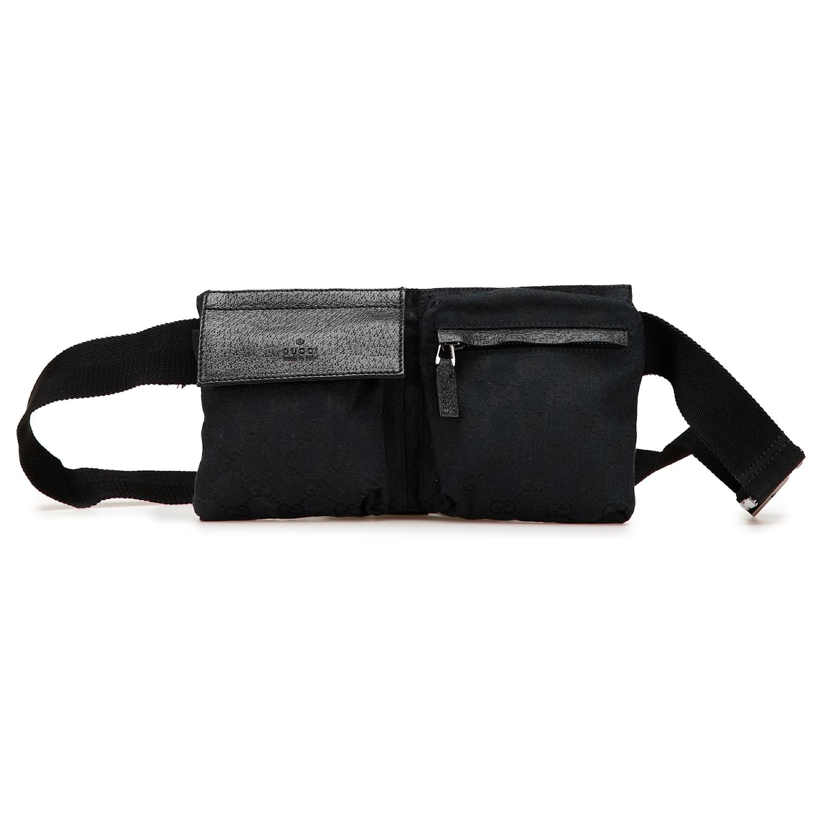Gucci Blue GG Canvas Double Pocket Belt Bag Navy blue Cloth Cloth  ref.2320637