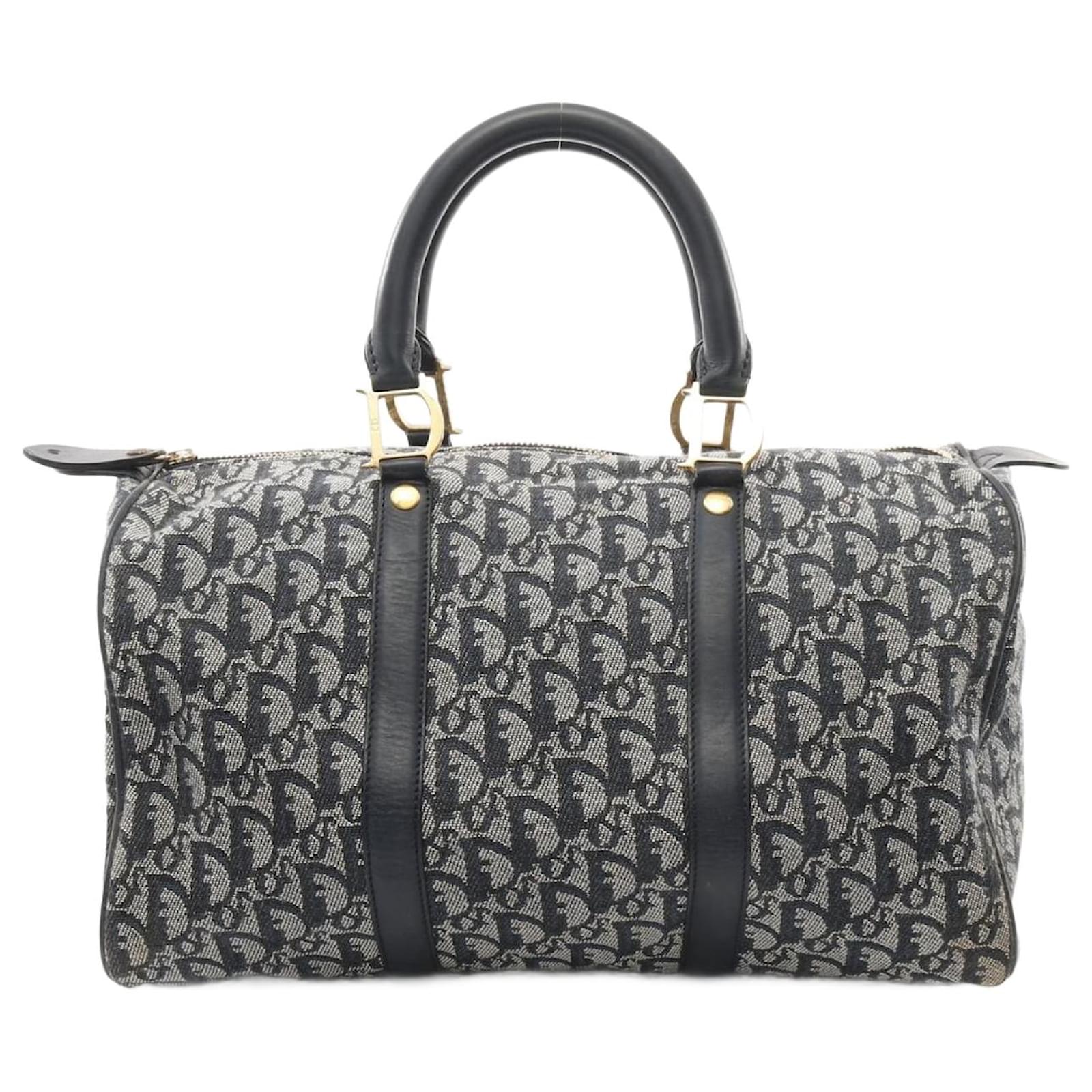 Christian Dior Trotter Tote Bag Navy blue Leather Cloth  ref.2320624