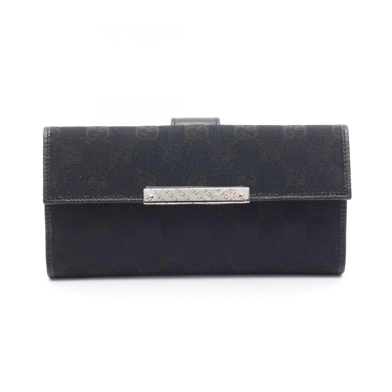 Gucci GG Canvas W Wallet Black Leather Cloth  ref.2320626