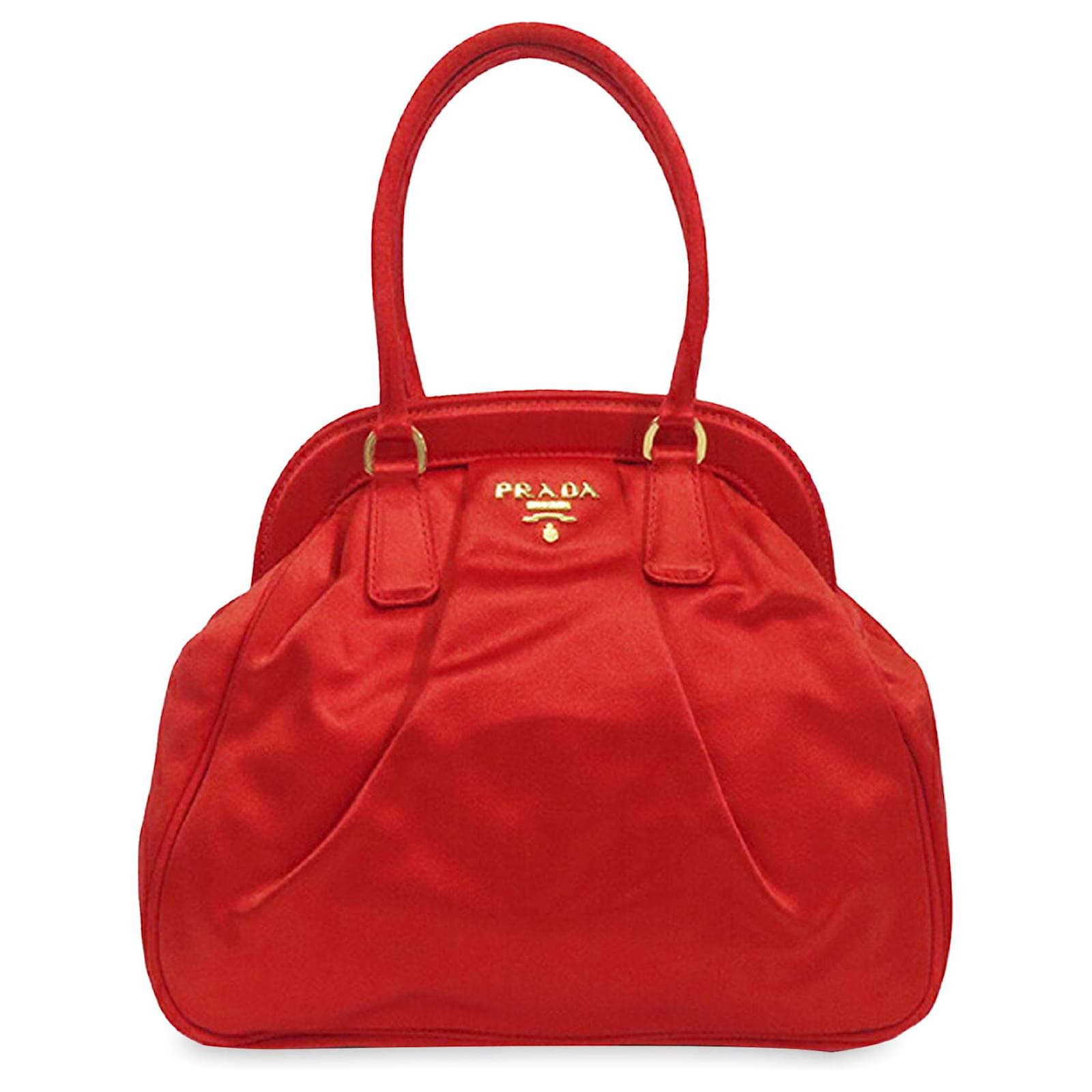 Prada Red Satin Frame Handbag Cloth  ref.2320607