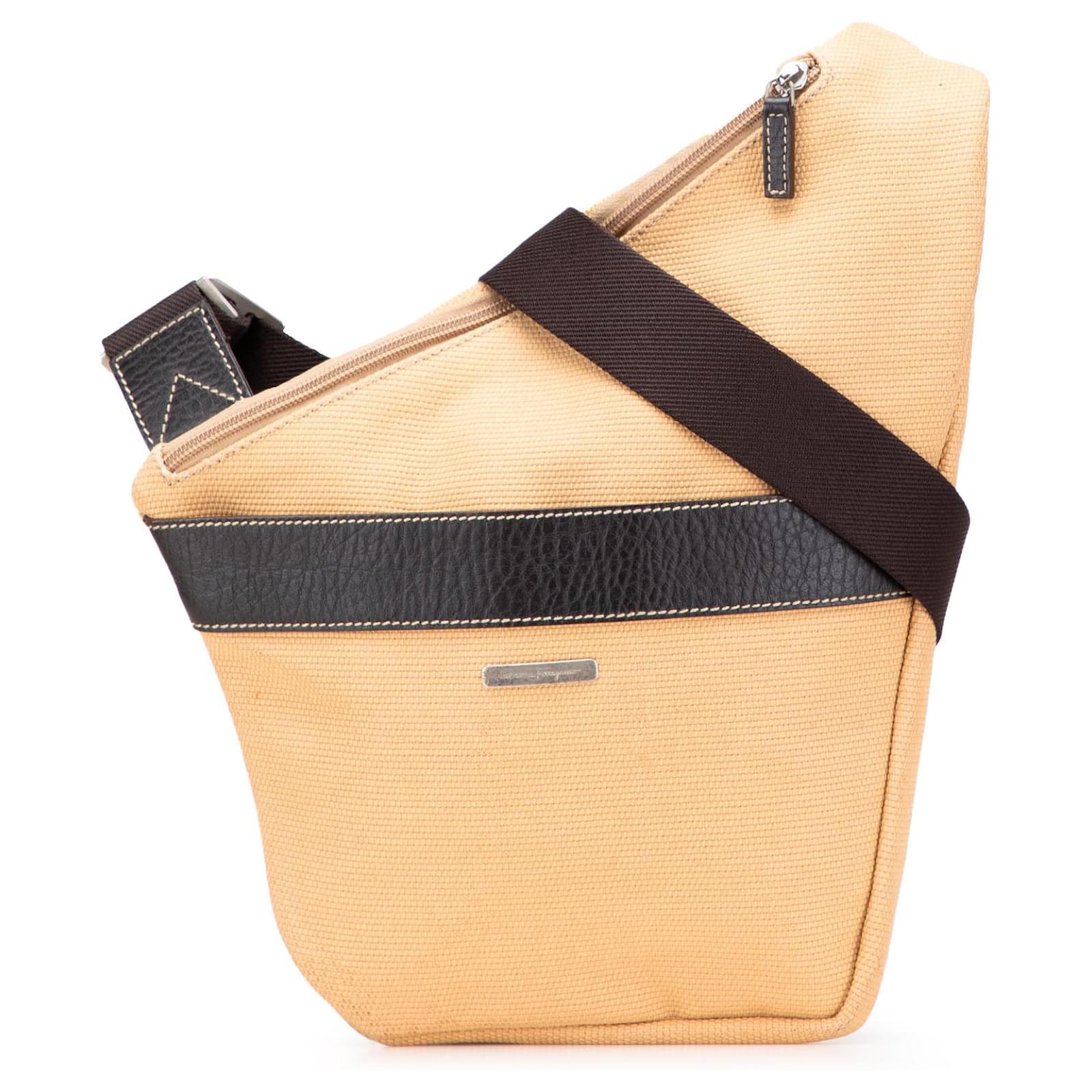Salvatore Ferragamo Ferragamo Brown Canvas Sling Bag Light brown Cloth Cloth  ref.2320579