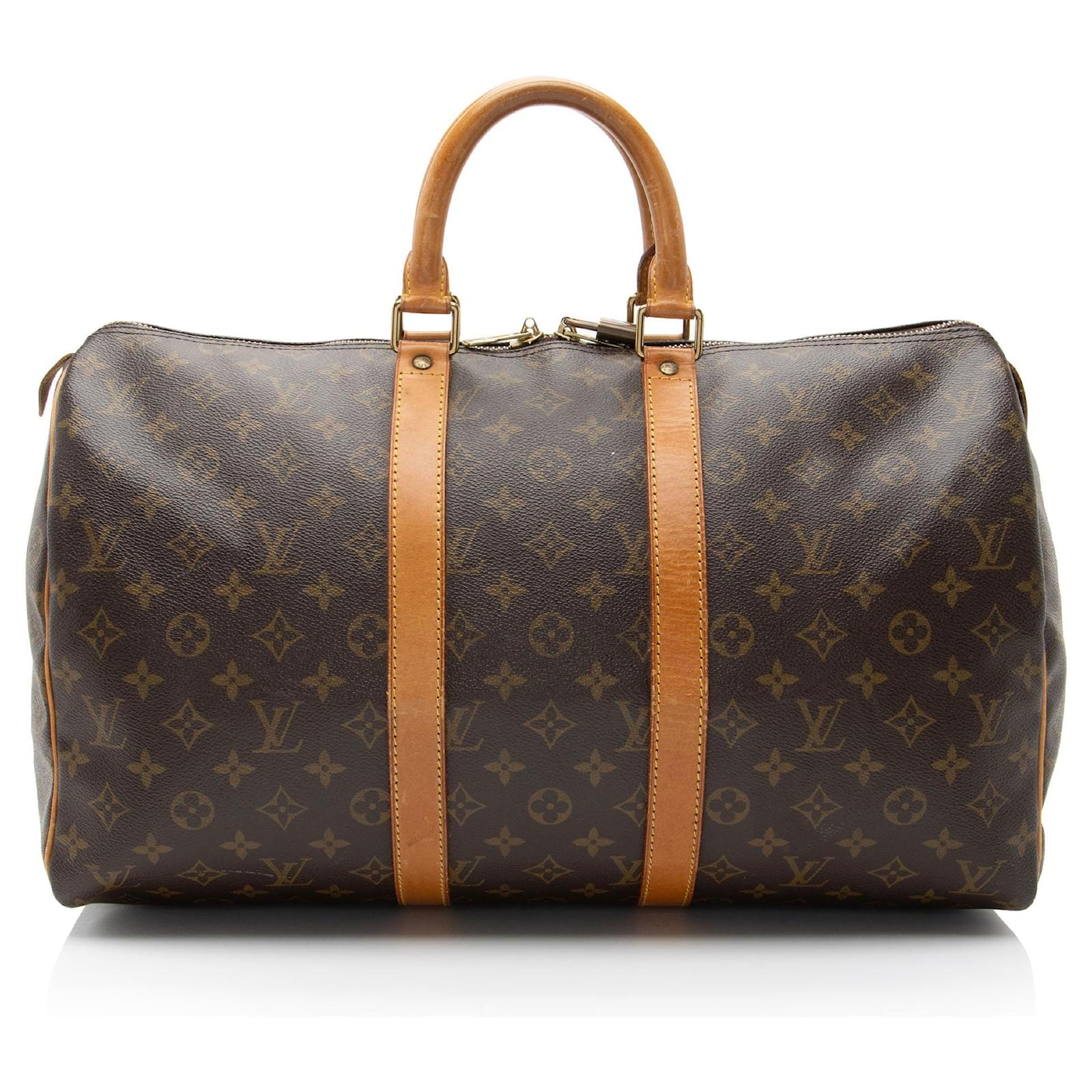 Louis Vuitton Monogram Canvas Keepall 45 Duffle Brown Leather  ref.2324048