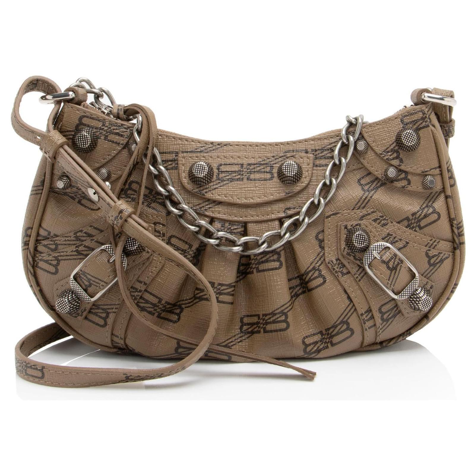 Balenciaga BB Monogram Canvas Le Cagole Mini Crossbody Black Cloth  ref.2324046