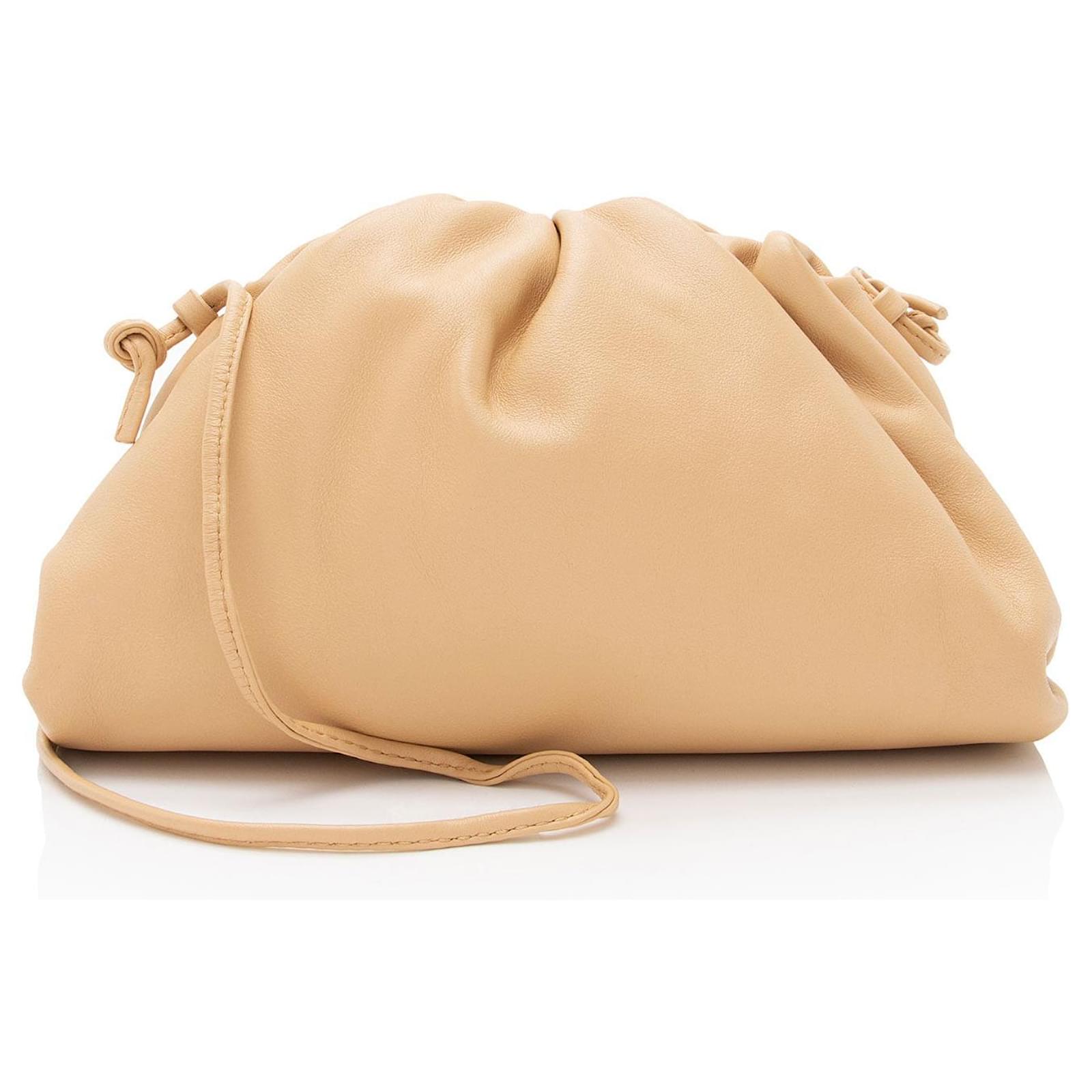 Bottega Veneta Calfskin The Pouch Mini Clutch Brown Beige Leather Pony-style calfskin  ref.2324040
