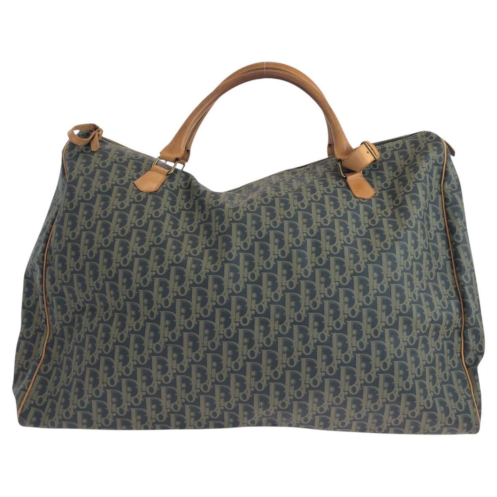 Christian Dior Dior Trotter Leather Boston Bag Blue  ref.2324020
