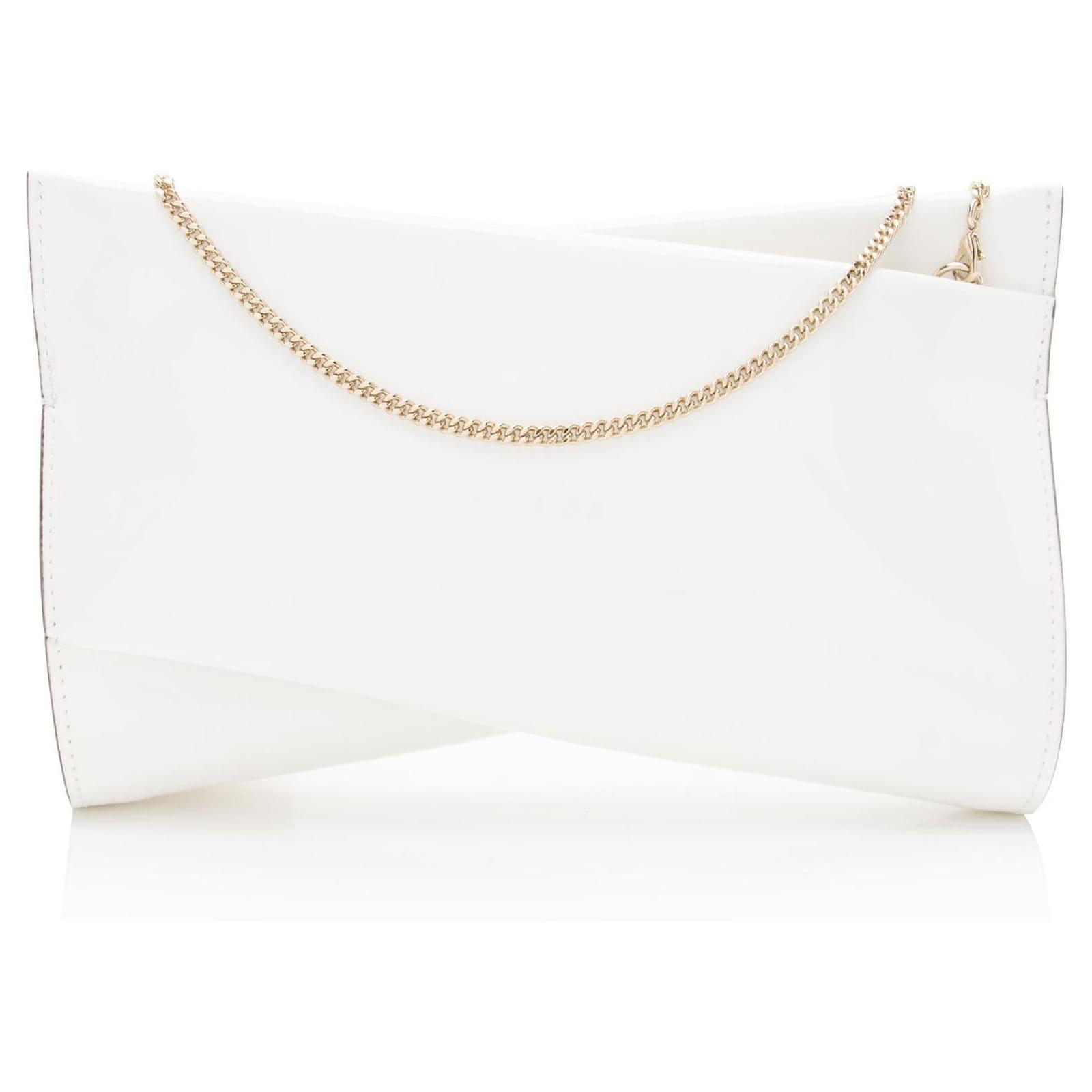 Christian Louboutin Patent Leather Loubitwist Clutch White  ref.2323988