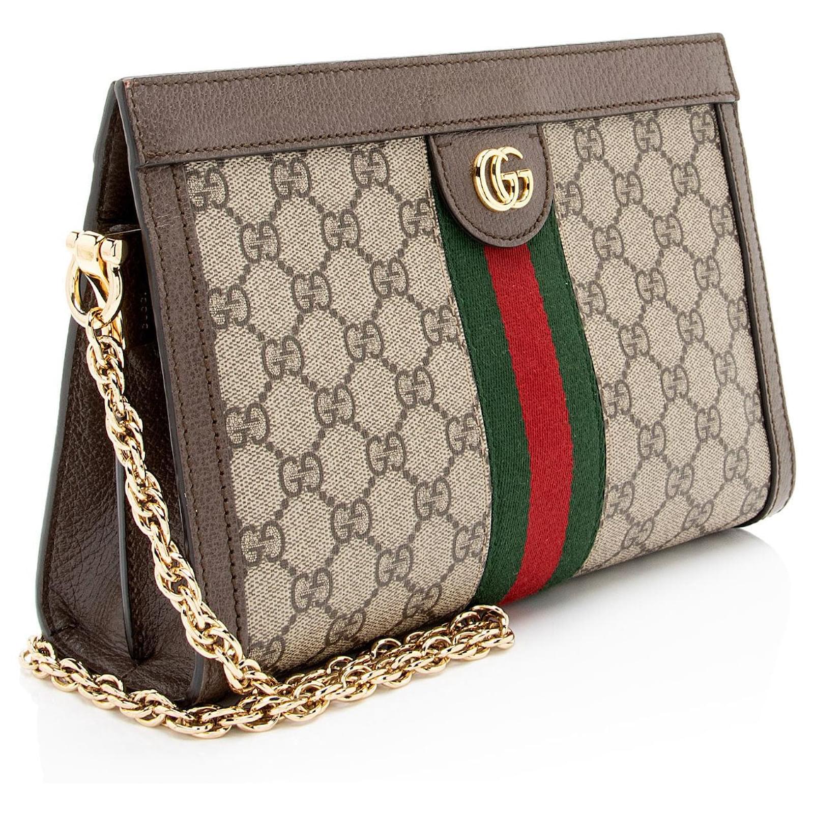Gucci GG Supreme Ophidia Small Chain Shoulder Bag Brown Beige Leather  ref.2323981