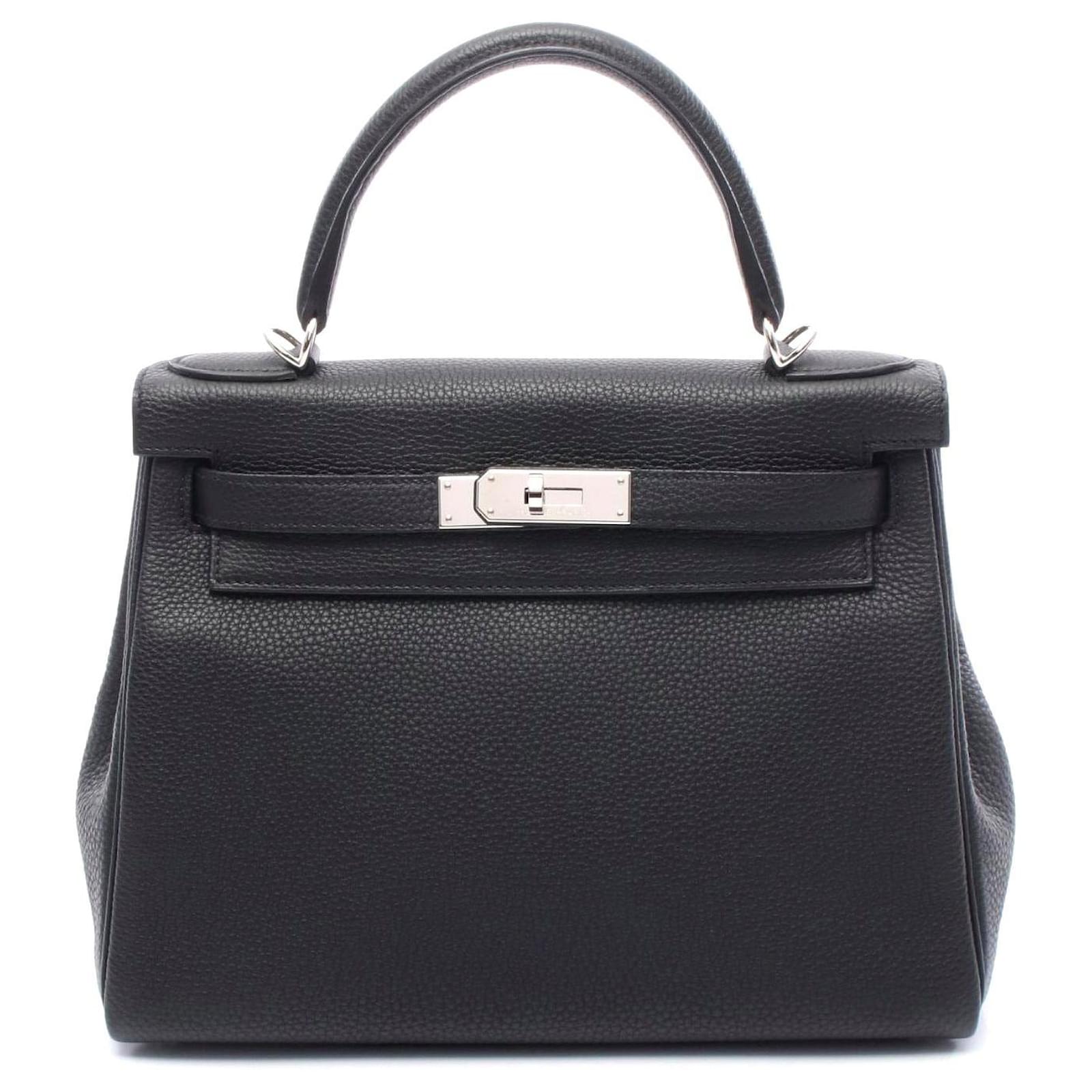 Hermès Hermes Kelly 28 Togo Leather Handbag Black Pony-style calfskin  ref.2323978