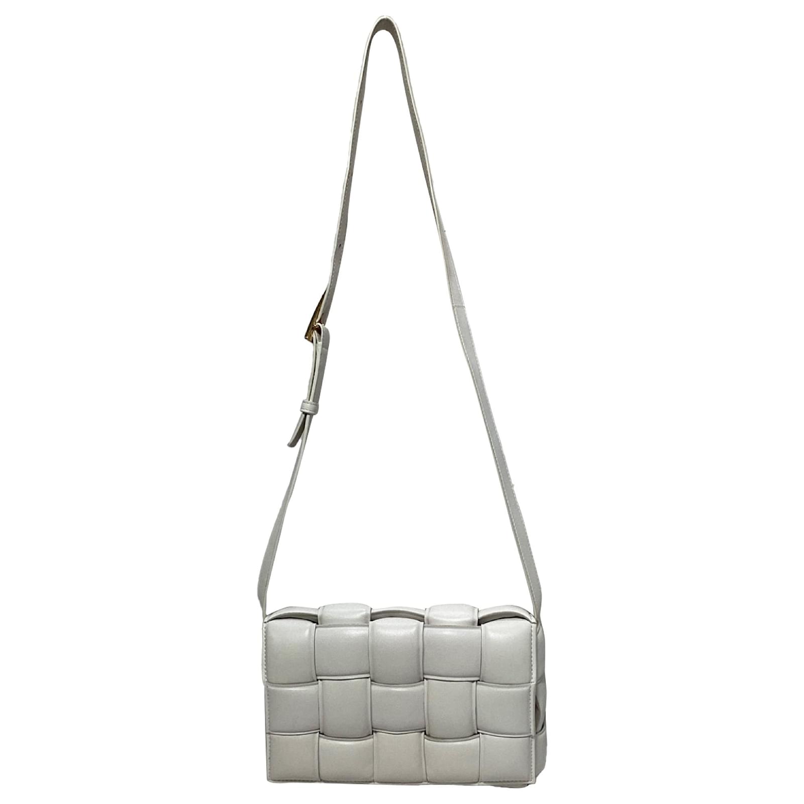  Bottega Veneta Classic Padded Cassette Shoulder Bag in White Lambskin Leather  ref.1879284