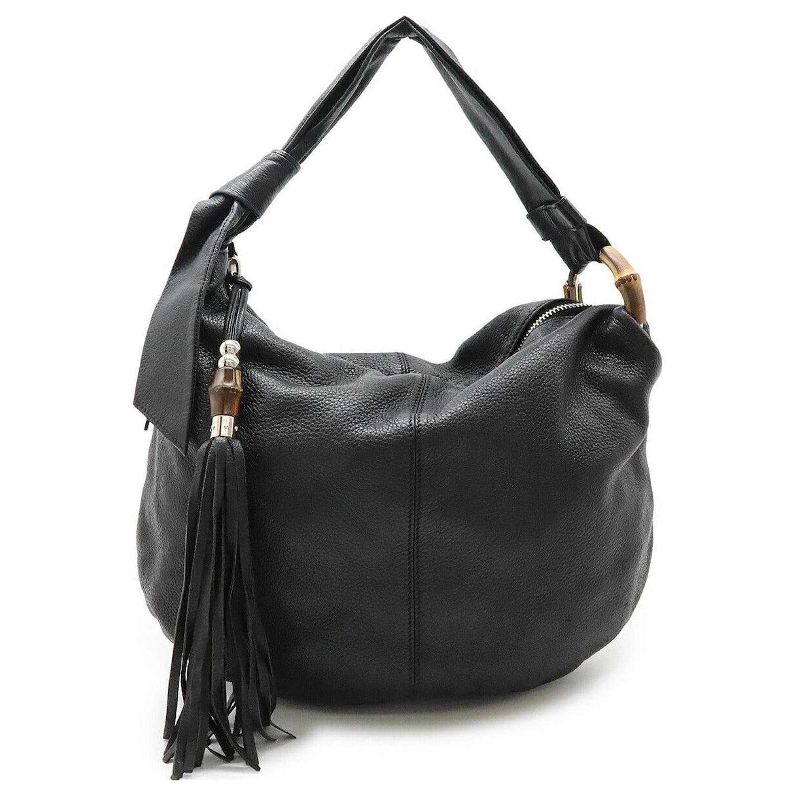 Gucci Bamboo Leather Shoulder Bag Black  ref.2323861