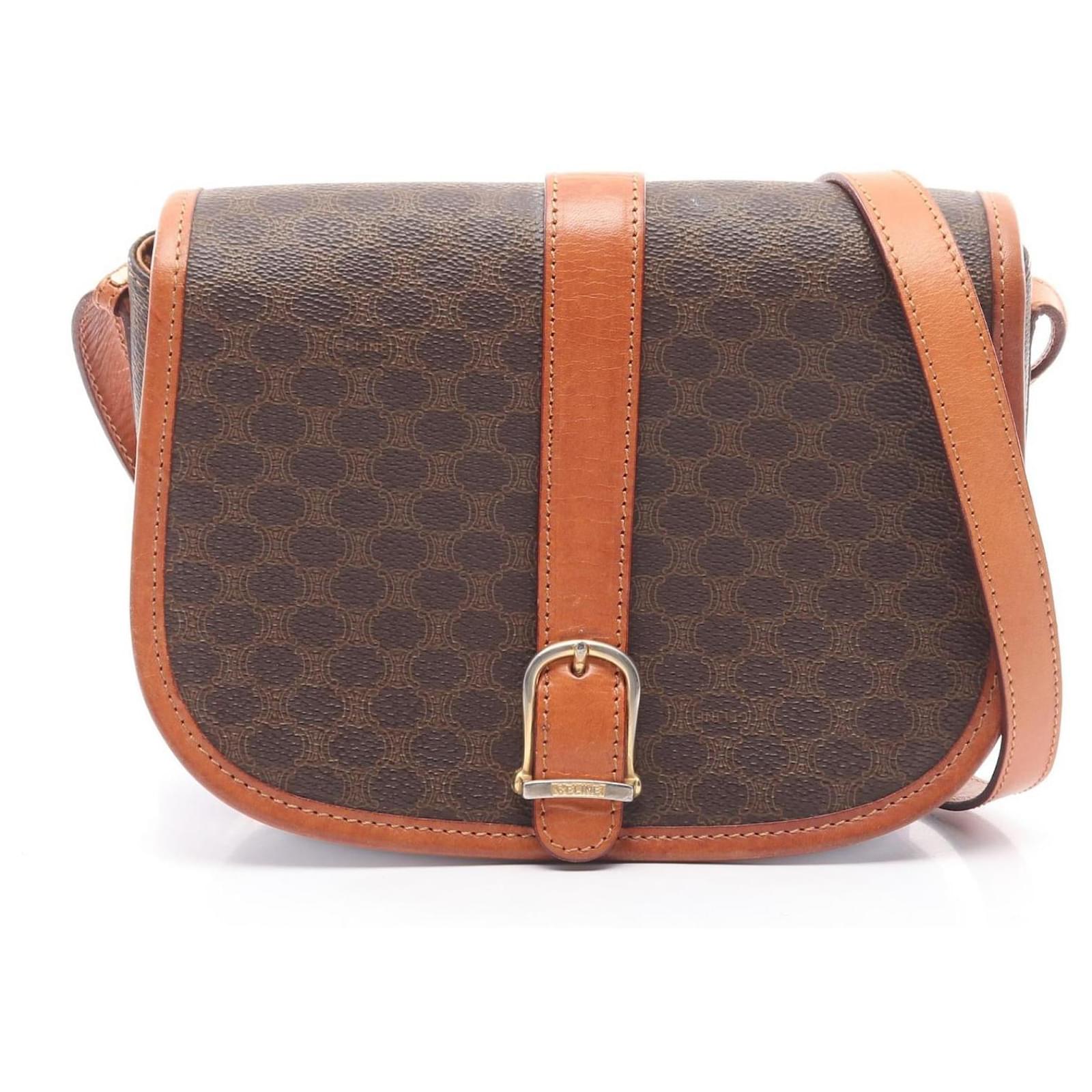 Céline Celine Macadam PVC Coated Canvas Shoulder Bag Brown Cloth  ref.2323803