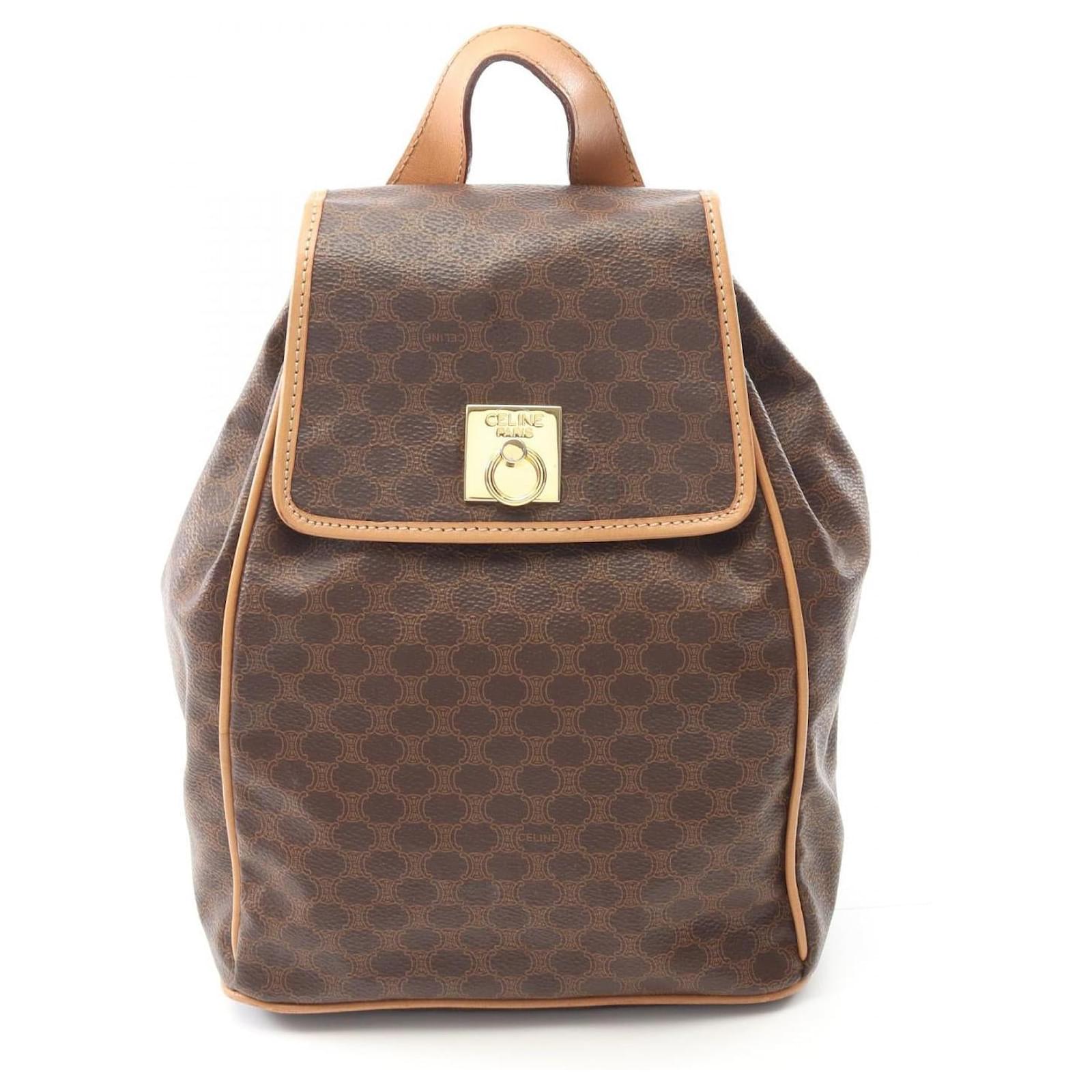 Céline Celine Macadam PVC Coated Canvas Leather Backpack Brown Cloth  ref.2323783