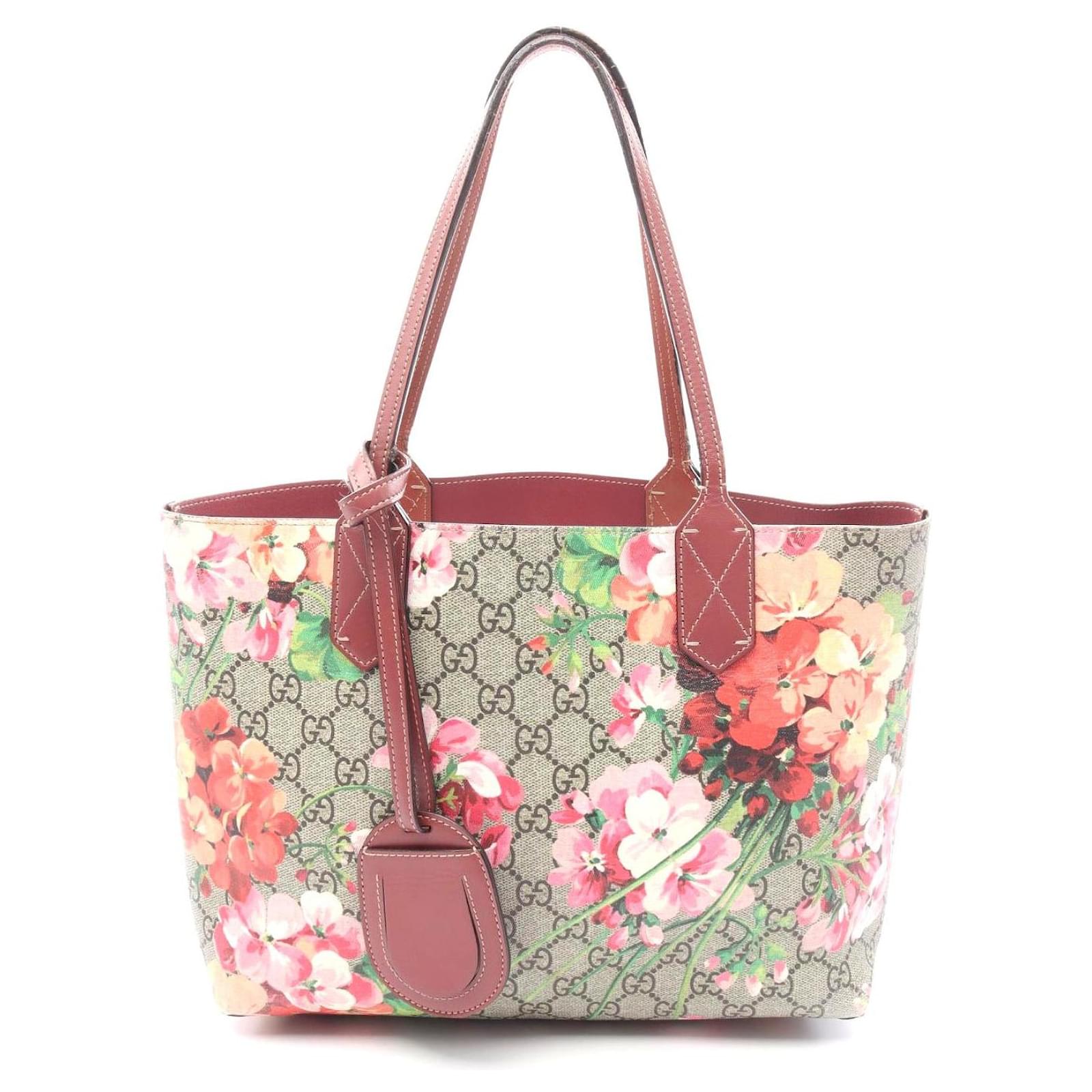 Gucci GG Blooms Tote Bag PVC Canvas Leather Brown Beige Cloth  ref.2323781