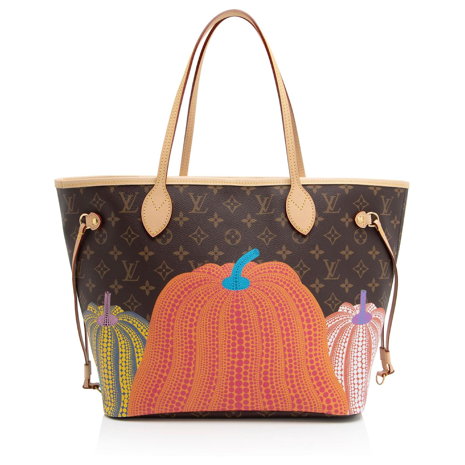 Louis Vuitton x YK Monogram Canvas Pumpkin Neverfull MM Tote Brown Leather  ref.2323780