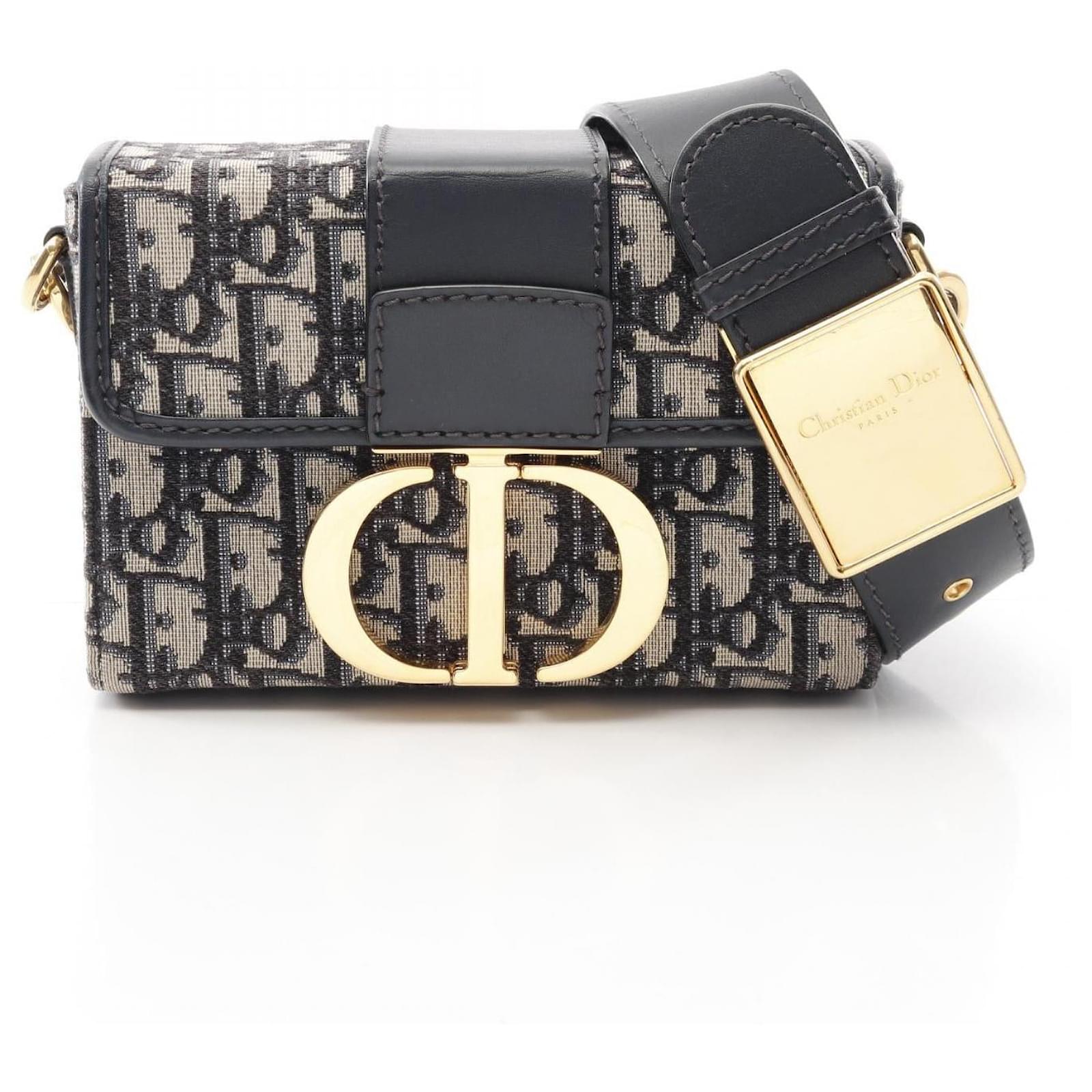 Christian Dior Dior 30 MONTAIGNE Oblique Canvas Leather Shoulder Bag Blue Cloth  ref.2323754