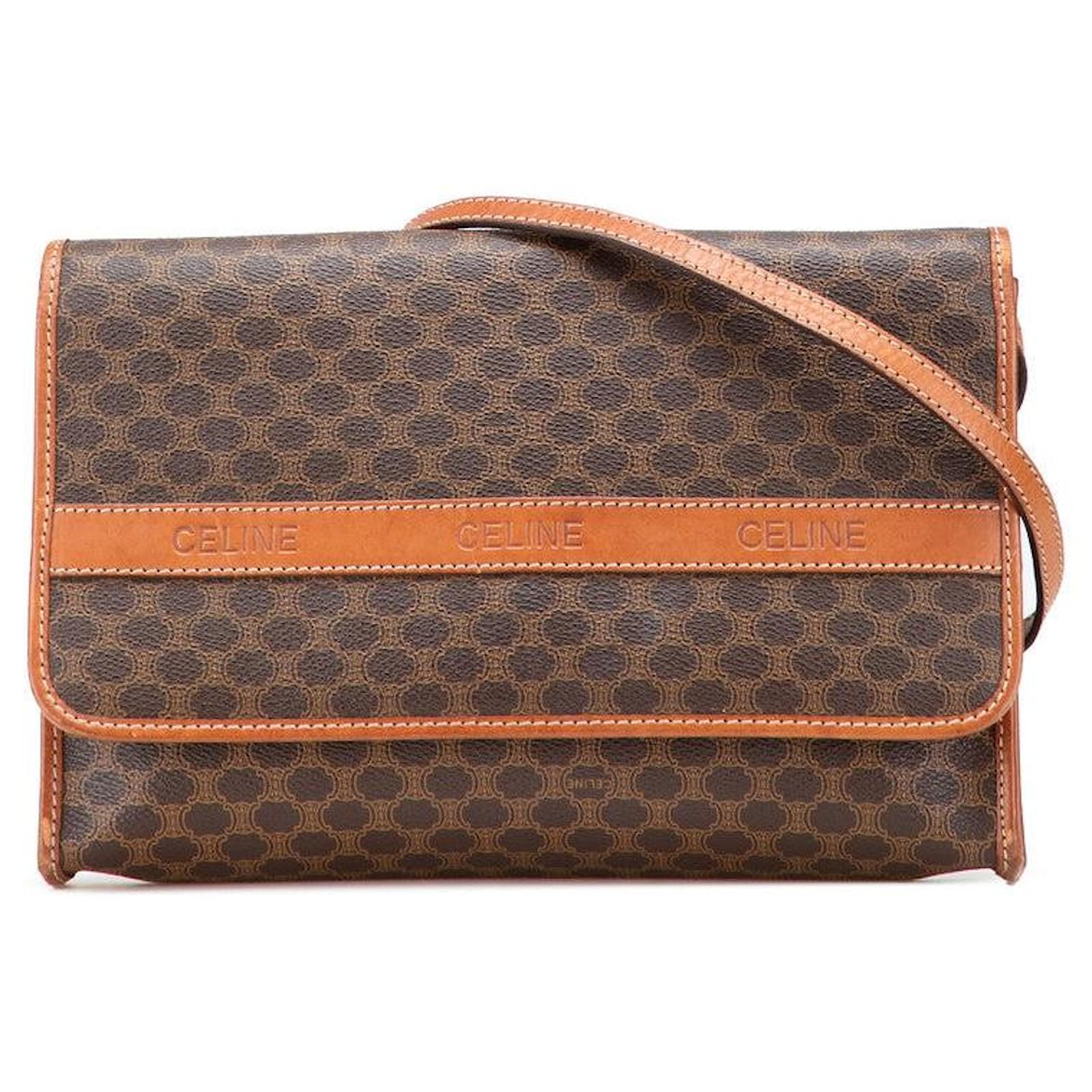 Céline Celine Macadam PVC Shoulder Bag Brown Leather  ref.2323720