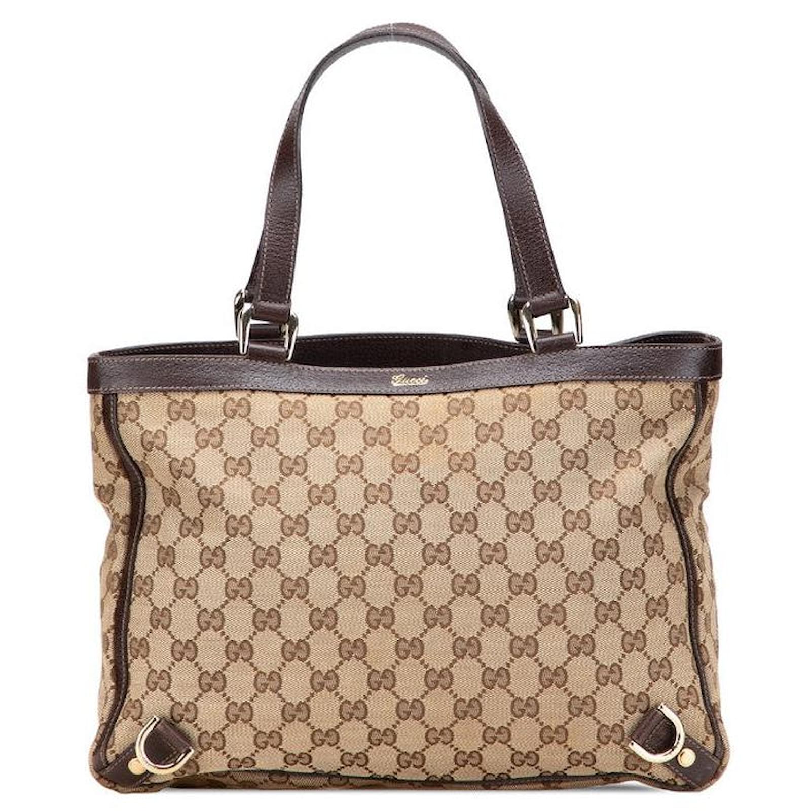 Gucci Abbey GG Canvas Tote Bag Brown Beige Cloth  ref.2323713
