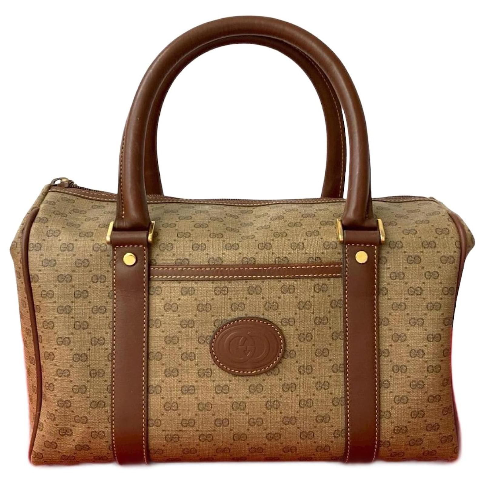 Gucci Old Gucci Micro GG Leather Handbag Brown  ref.2323707