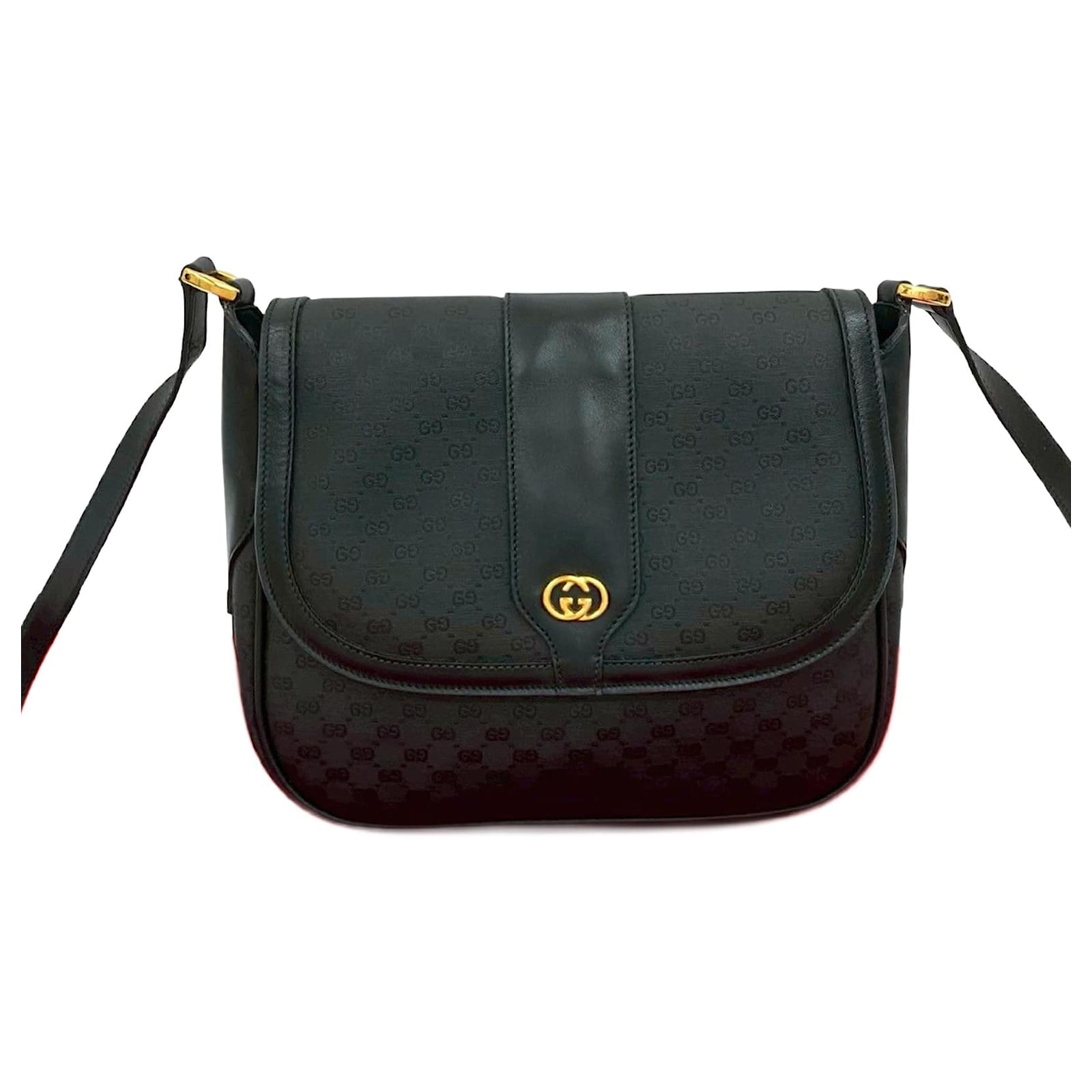 Gucci Old Gucci Micro GG Leather Shoulder Bag Black  ref.2323705
