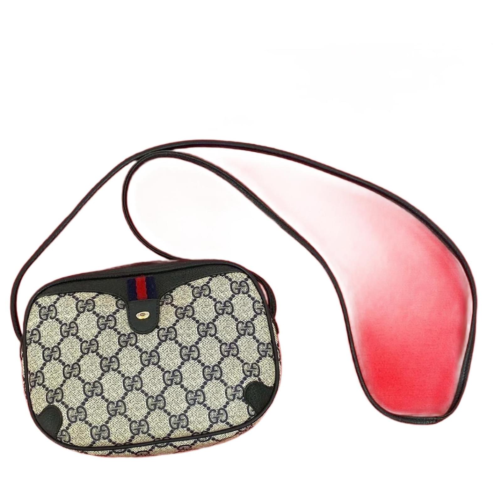 Gucci Old Gucci GG Logo Leather Shoulder Bag Blue  ref.2323686