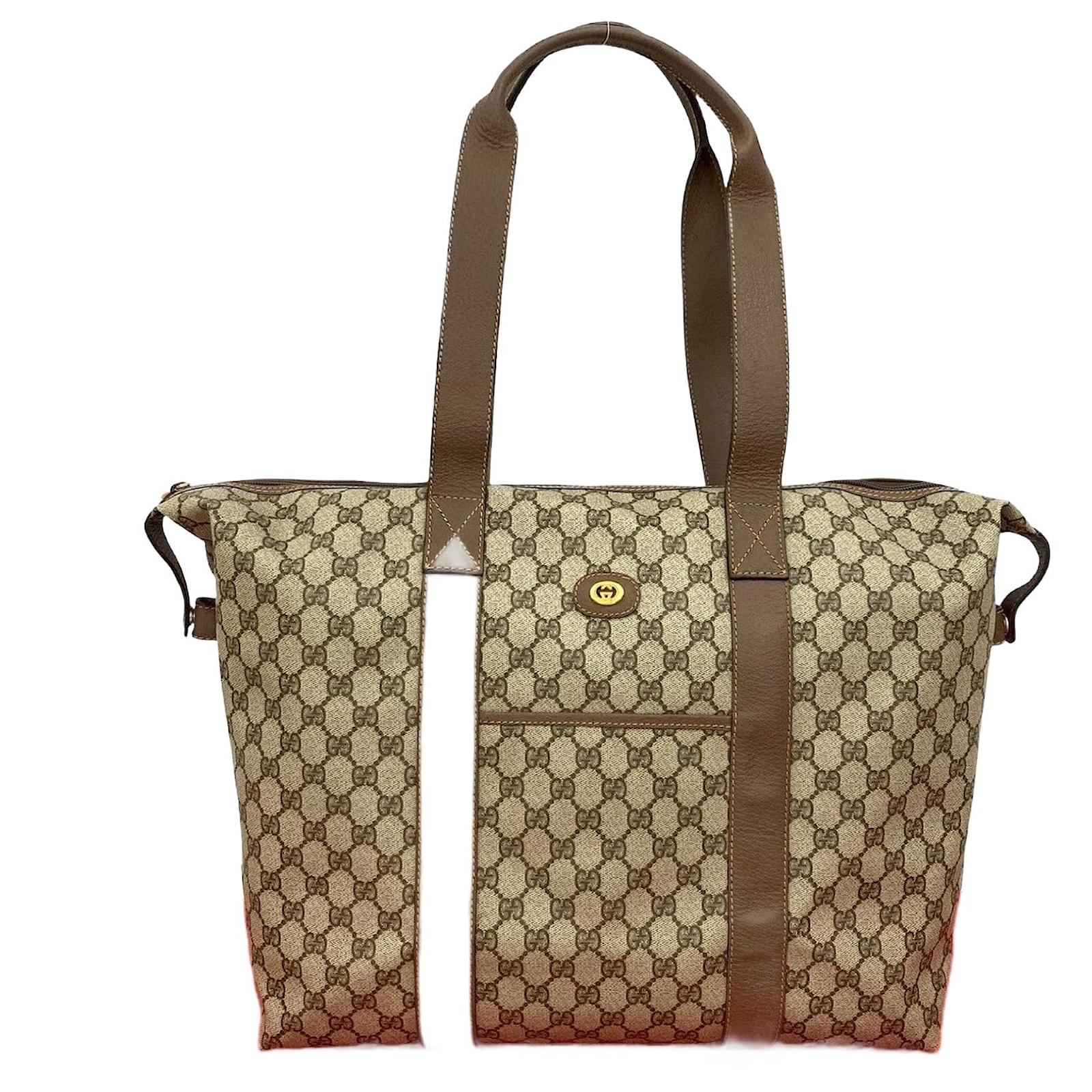 Gucci Old Gucci GG Logo Leather 2way Handbag Brown  ref.2323685
