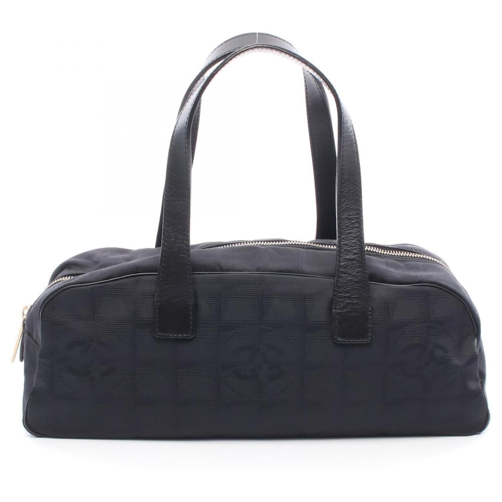 Chanel New Travel Line Leather Nylon Canvas Handbag Black  ref.2323680