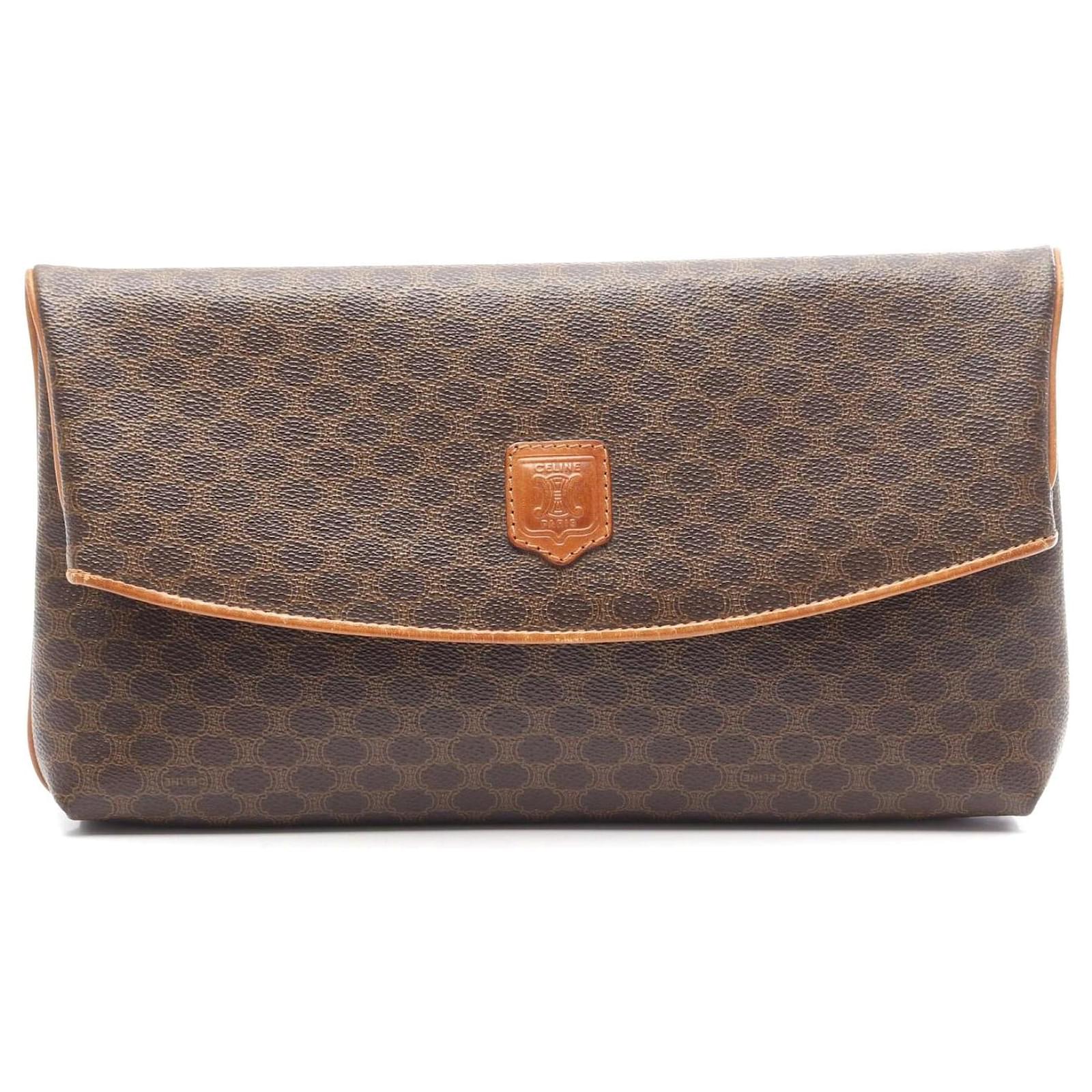 Céline Celine Macadam Clutch Bag PVC Leather Brown Cloth  ref.2323677