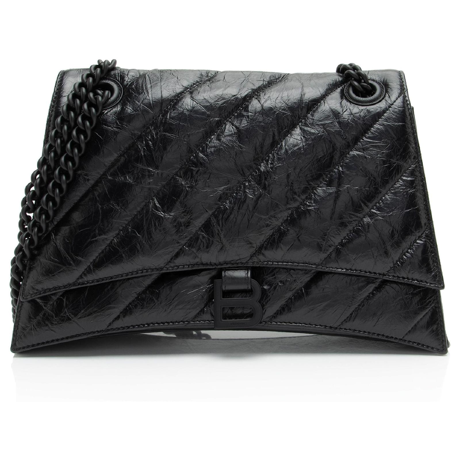 Balenciaga Quilted Leather Crush Medium Shoulder Bag Black  ref.2323634