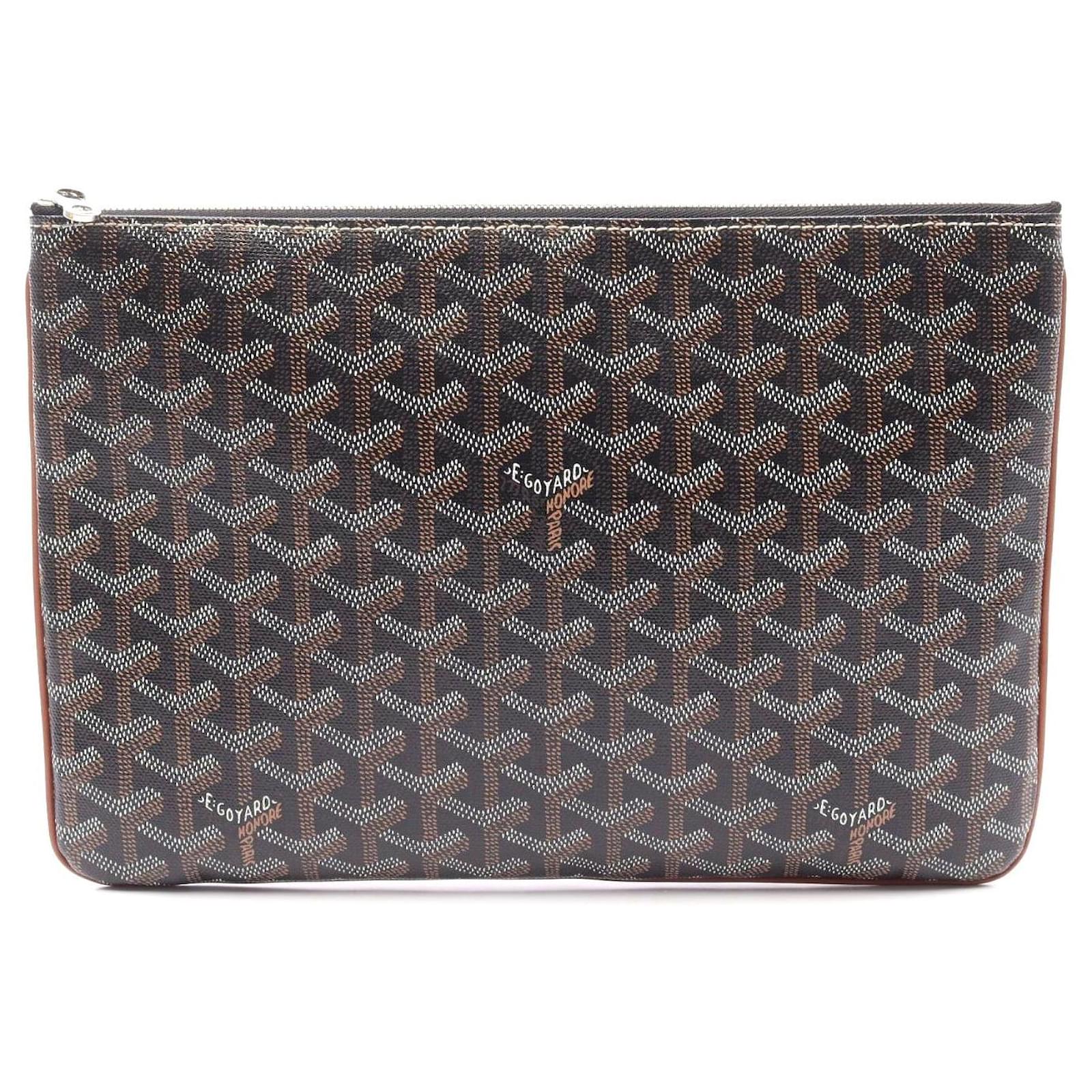 Goyard Sena MM Clutch Bag PVC Canvas Brown Cloth  ref.2323620