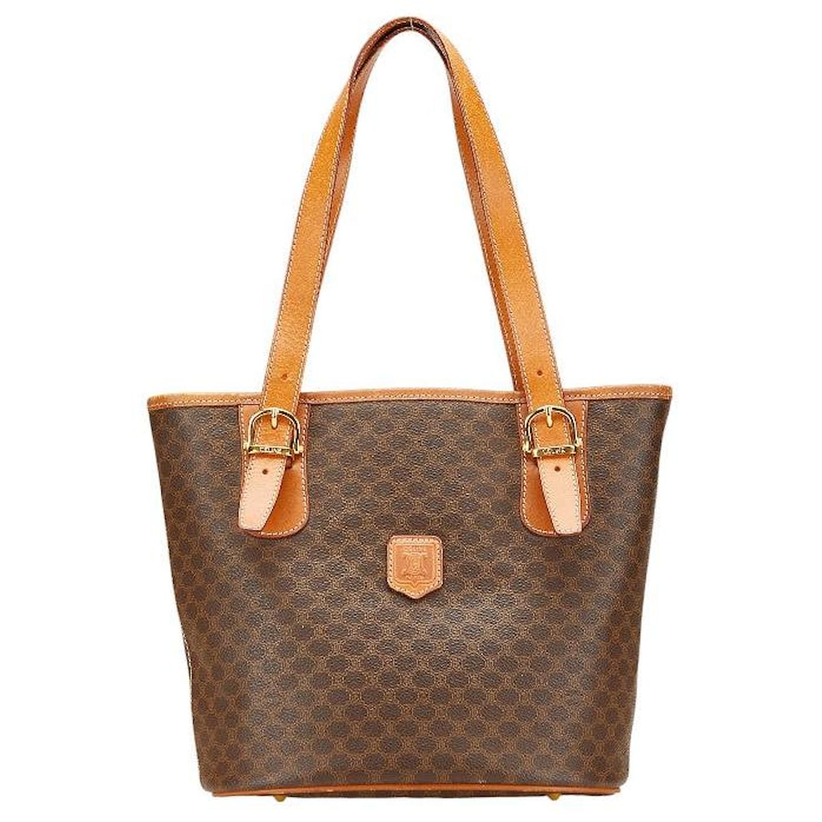 Céline Celine Macadam PVC Tote Bag Brown Leather  ref.2323615