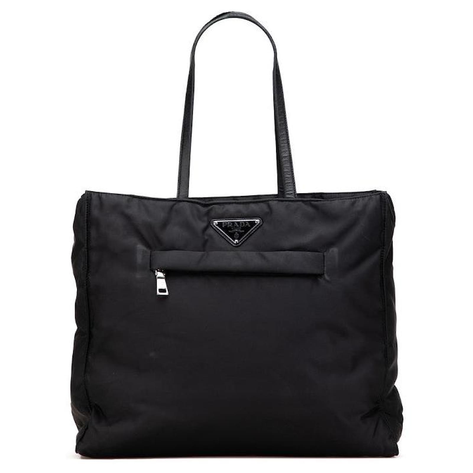 Prada 1BG421 Nylon Leather Tote Bag Black  ref.2323610