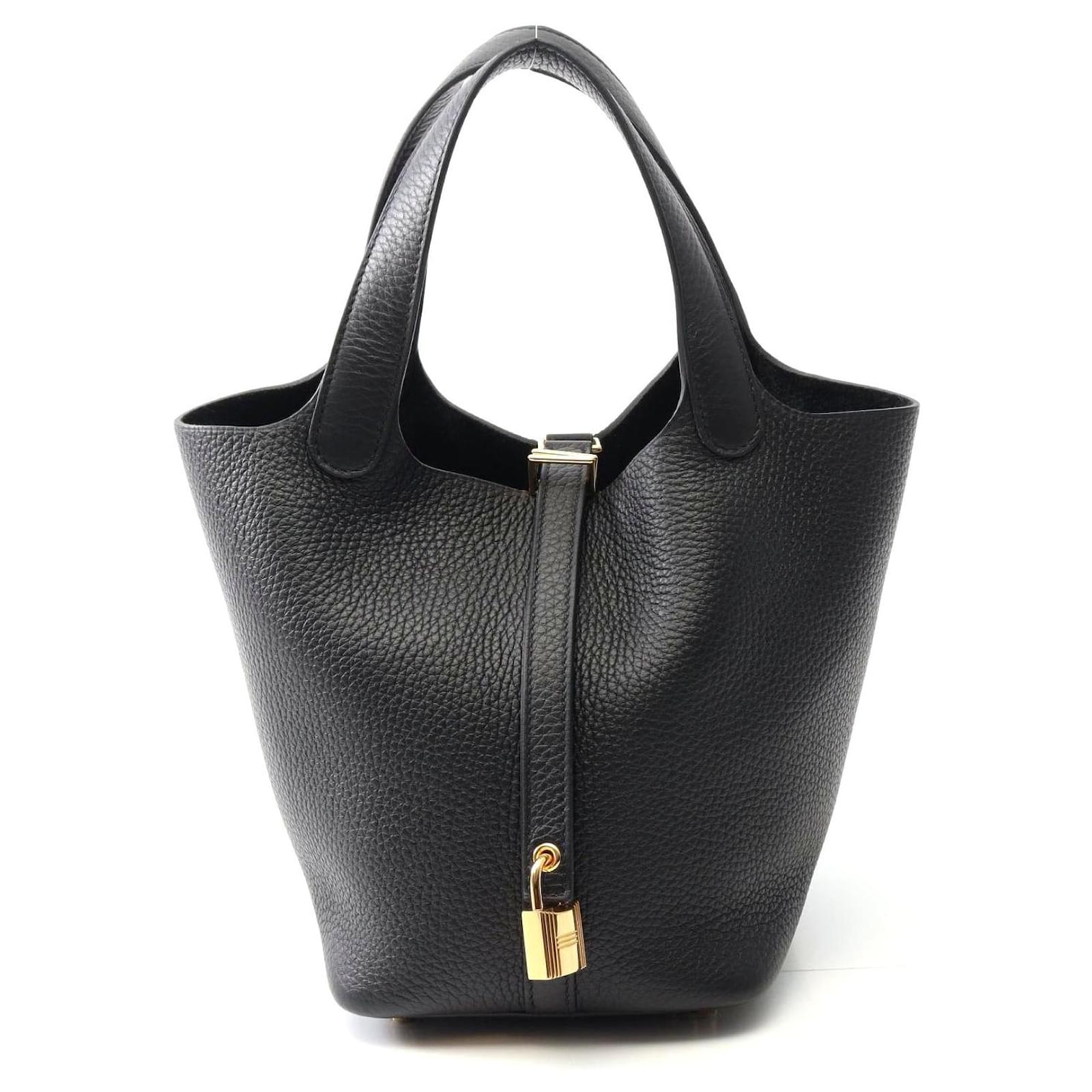 Hermès Hermes Picotin Lock PM Leather Handbag Black Pony-style calfskin  ref.2323593