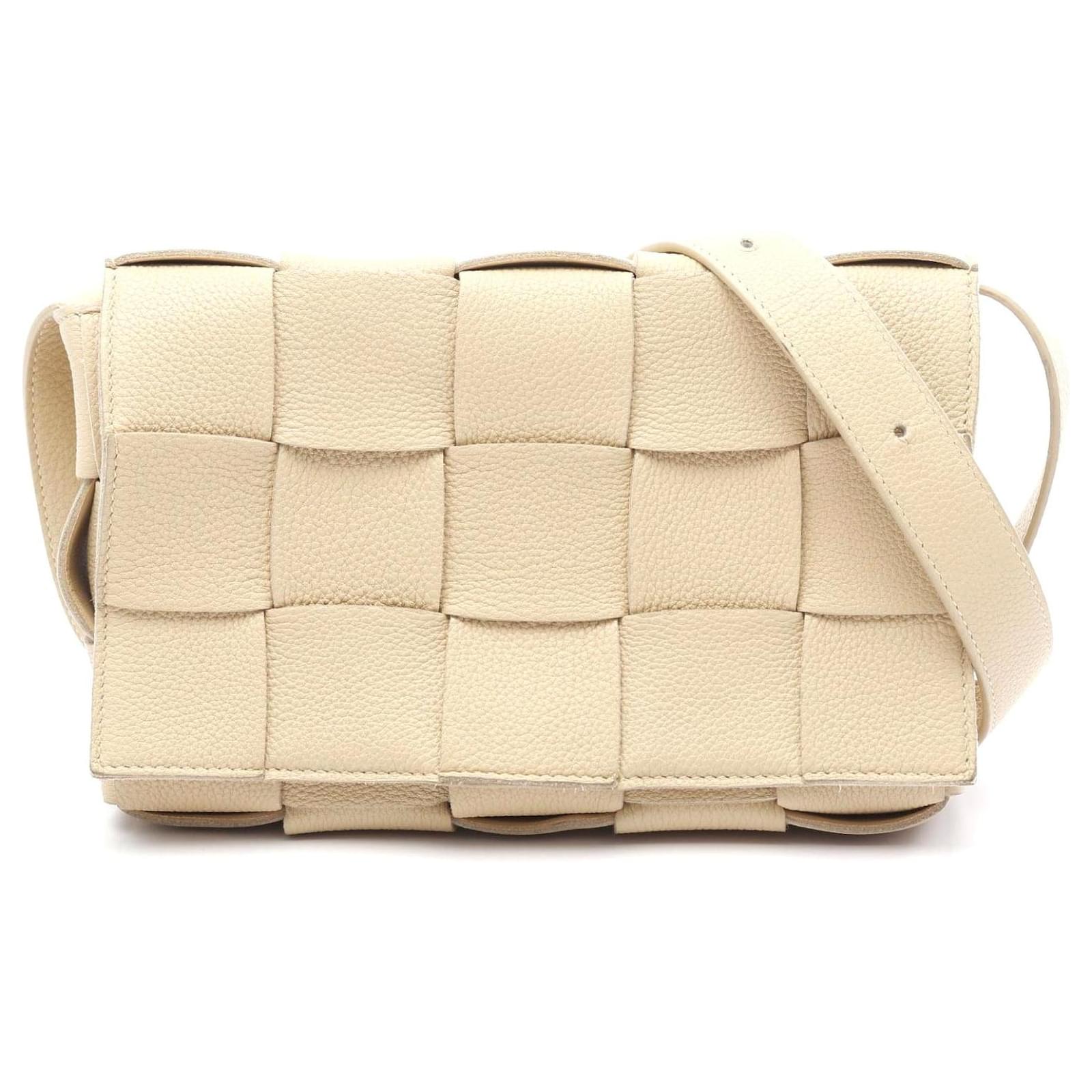 Bottega Veneta Leather Cassette Intrecciato Shoulder Bag Brown Beige Pony-style calfskin  ref.2323383