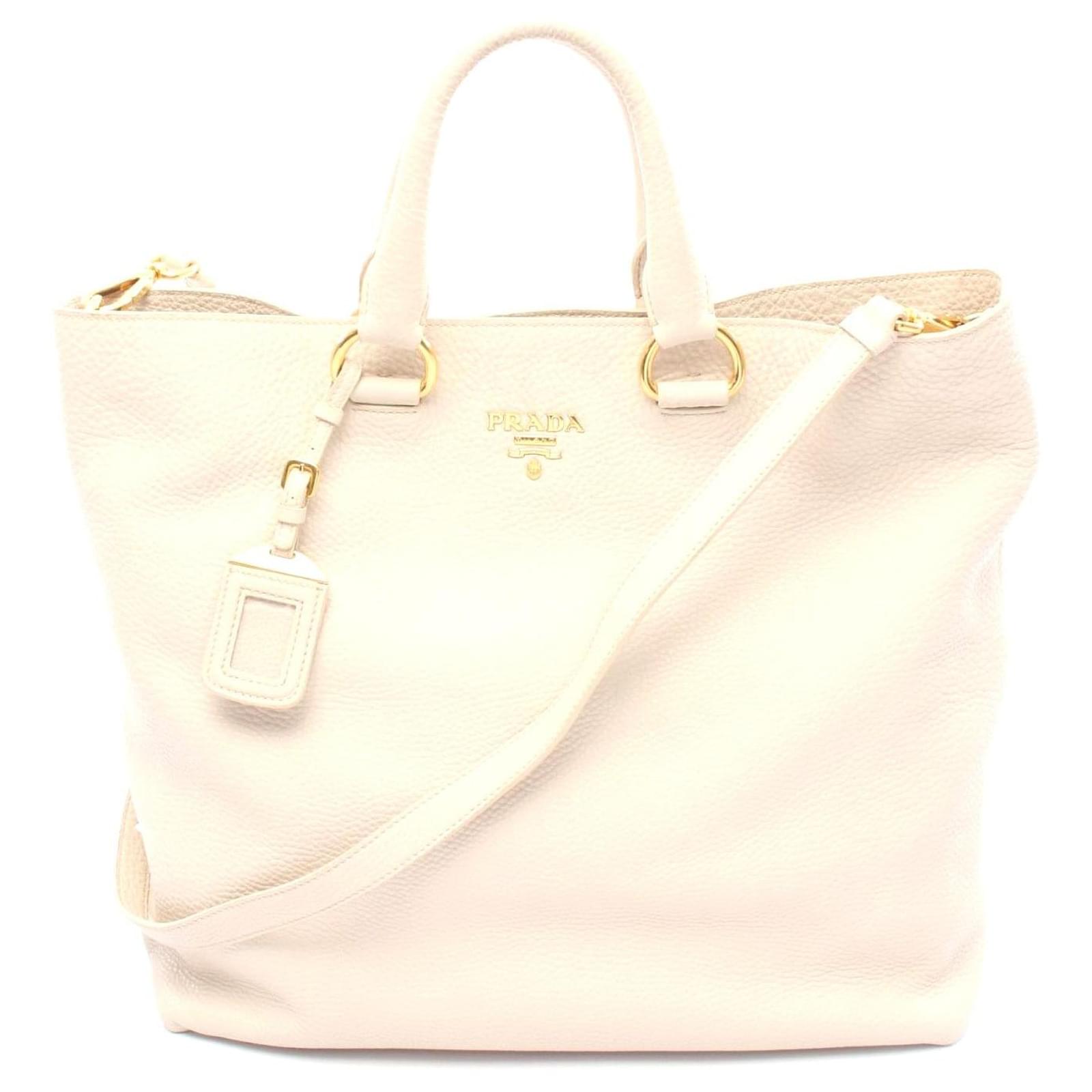 Prada VIT.DAINO Leather Tote Bag White Pony-style calfskin  ref.2323378