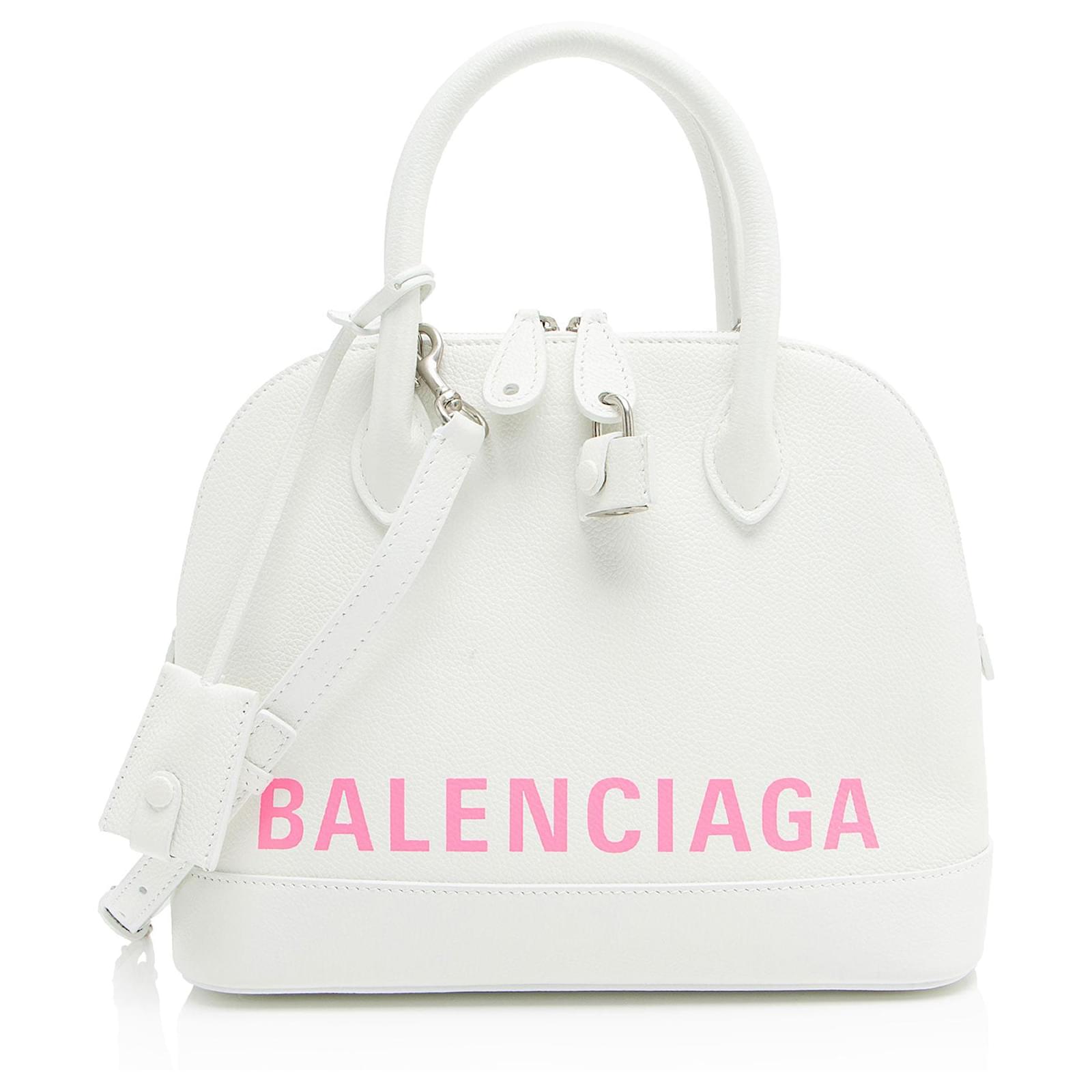 Balenciaga Grained Calfskin Ville Small Top Handle White Leather Pony-style calfskin  ref.2323341