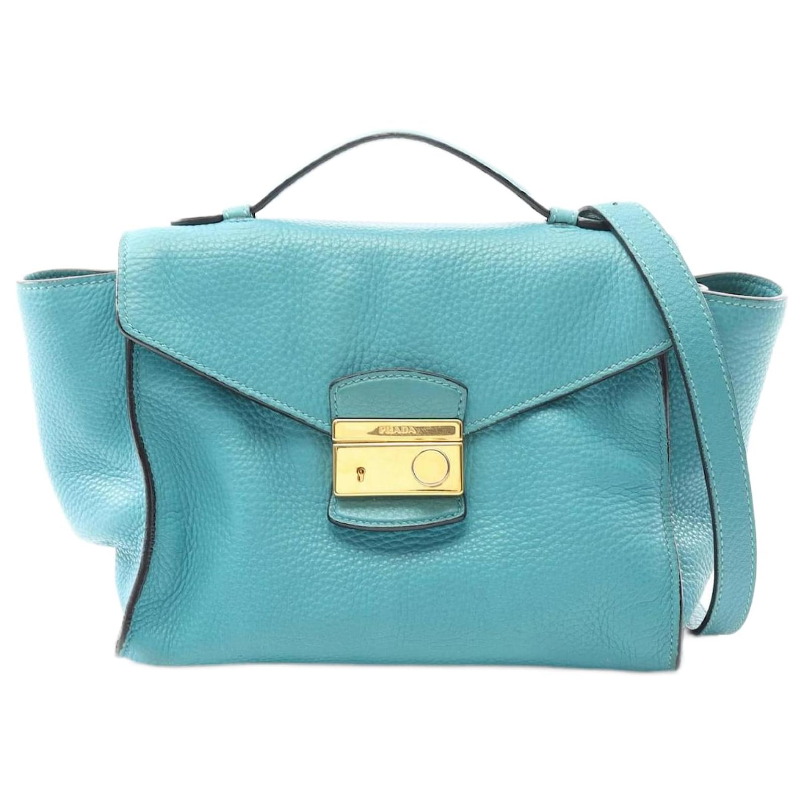 Prada VITELLO DAINO Leather Handbag Green  ref.2323327