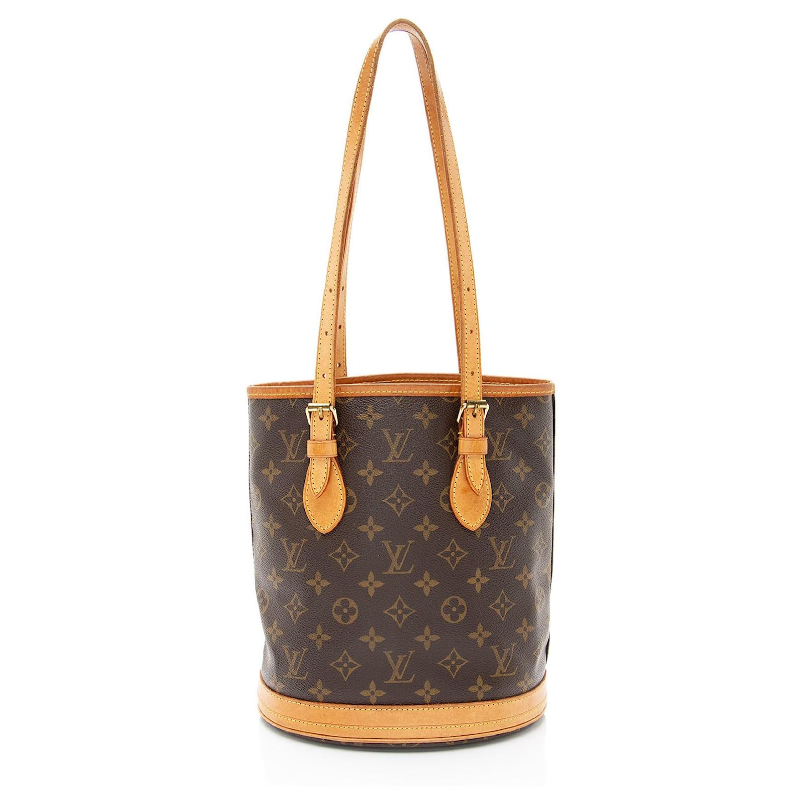 Louis Vuitton Vintage Monogram Canvas Petit Bucket Tote Brown Leather  ref.2323289