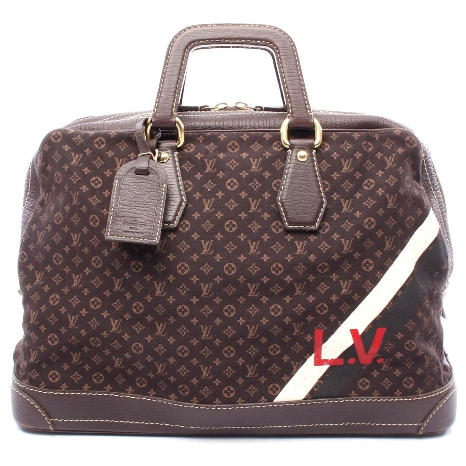 Louis Vuitton Monogram Mini Canvas Leather Boston Bag Brown Cloth  ref.2323285