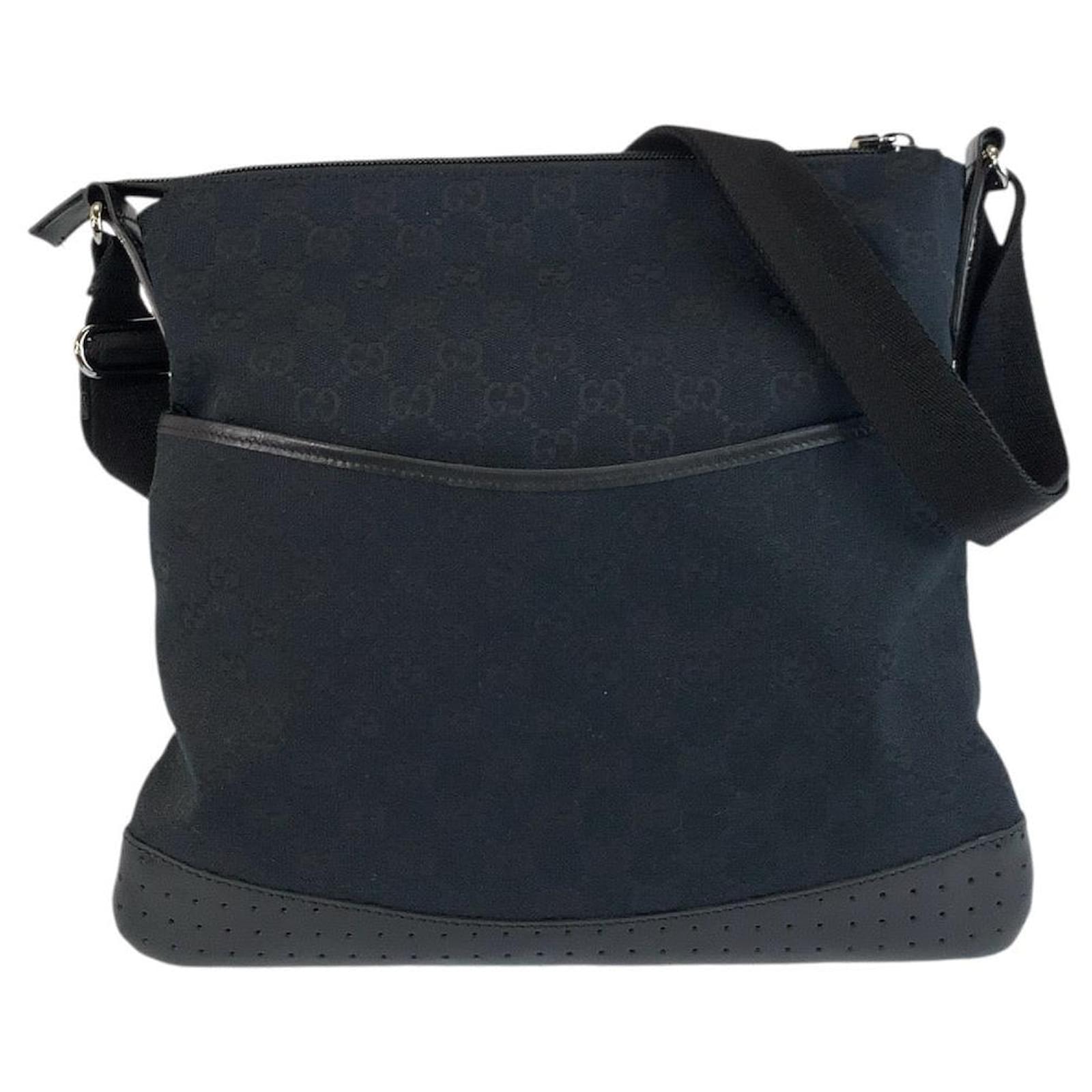 Gucci GG Canvas Leather Shoulder Bag Black Cloth  ref.2323278