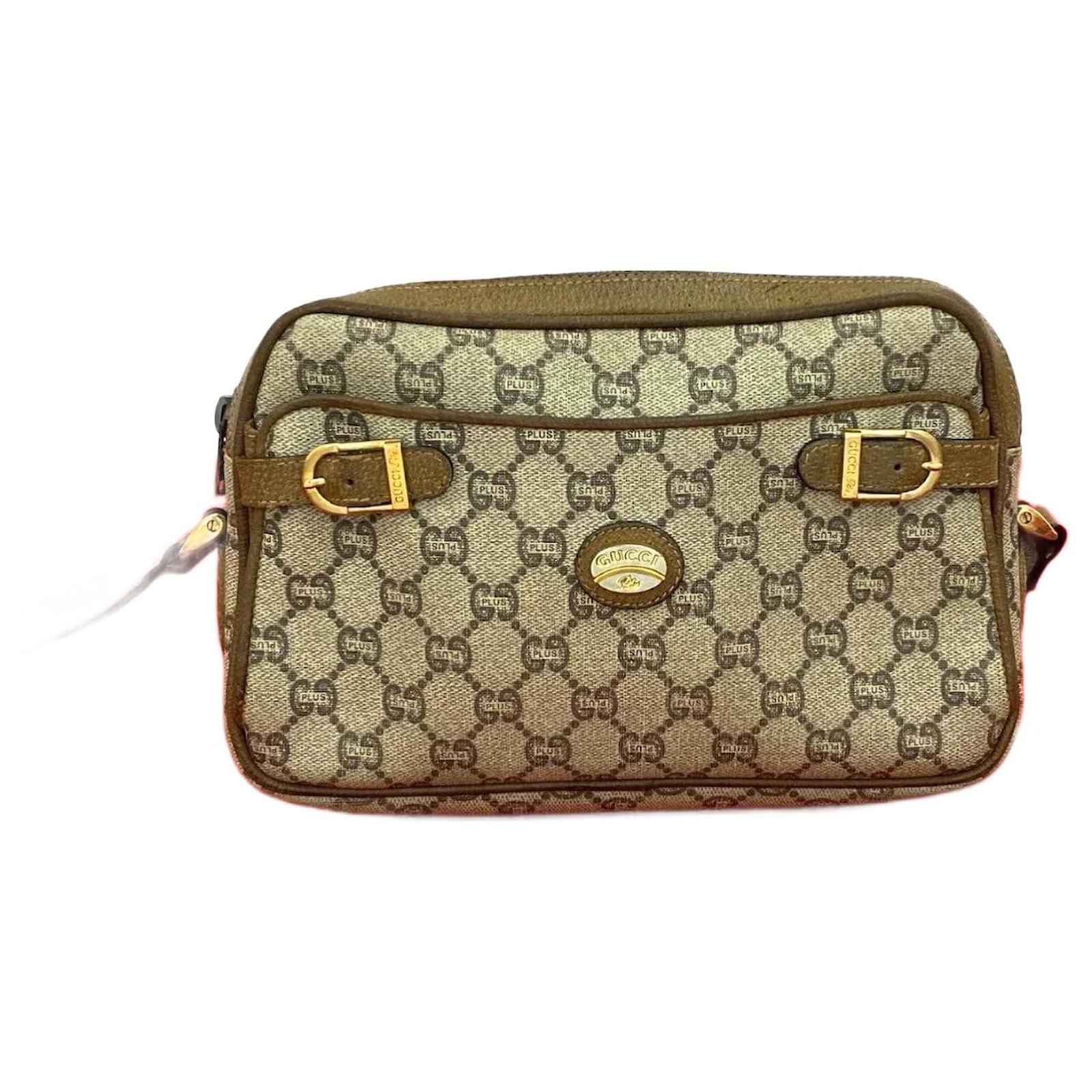 Gucci Old Gucci Plus Leather PVC Shoulder Bag Brown  ref.2323263