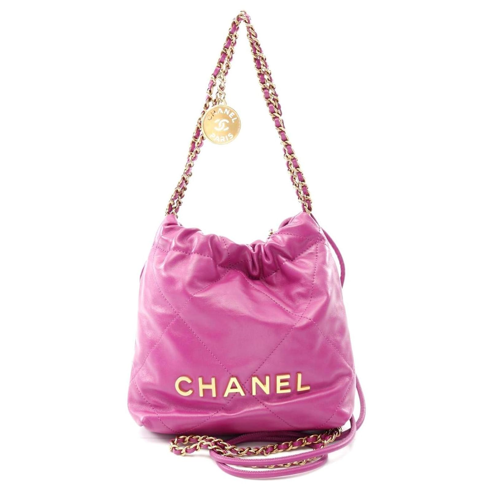 Chanel 22 Mini Leather Shoulder Bag Purple Pony-style calfskin  ref.2323236